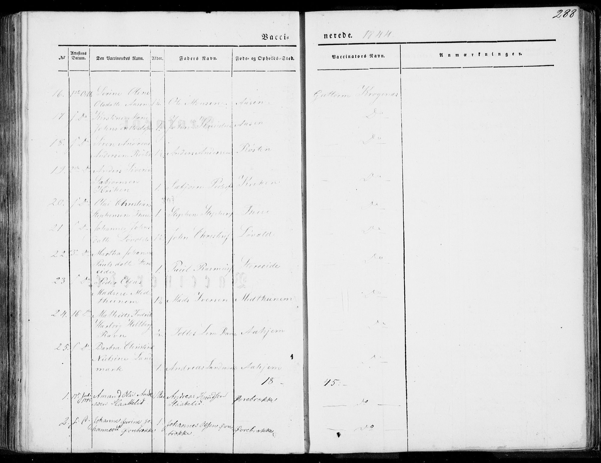 Ministerialprotokoller, klokkerbøker og fødselsregistre - Møre og Romsdal, SAT/A-1454/501/L0006: Parish register (official) no. 501A06, 1844-1868, p. 288