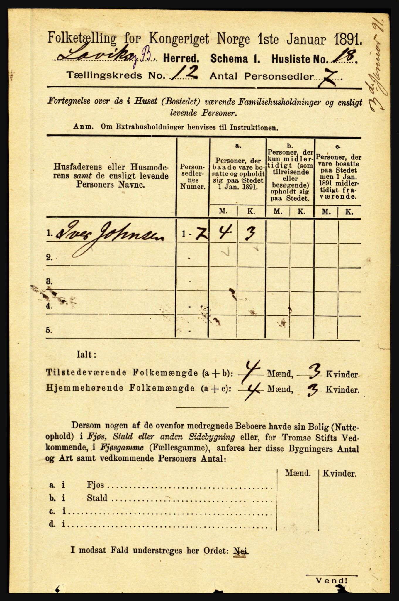 RA, 1891 census for 1415 Lavik og Brekke, 1891, p. 2346