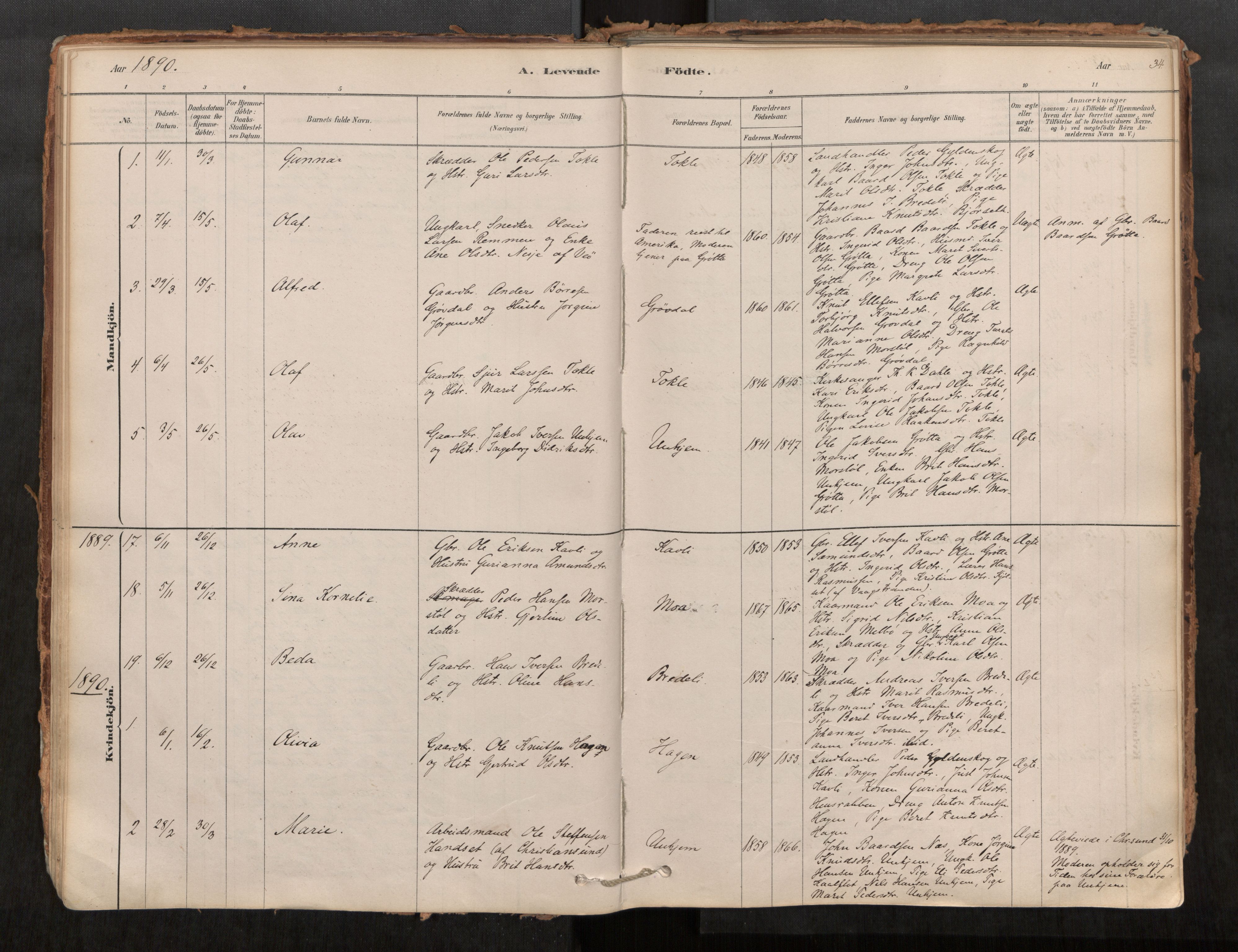 Ministerialprotokoller, klokkerbøker og fødselsregistre - Møre og Romsdal, AV/SAT-A-1454/545/L0594: Parish register (official) no. 545A03, 1878-1920, p. 34