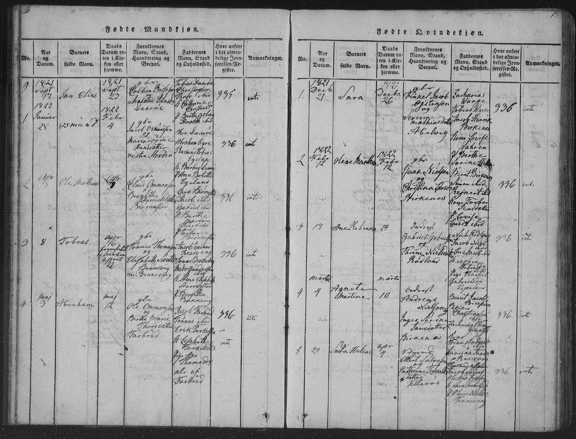 Herad sokneprestkontor, SAK/1111-0018/F/Fa/Fab/L0002: Parish register (official) no. A 2, 1816-1844, p. 18