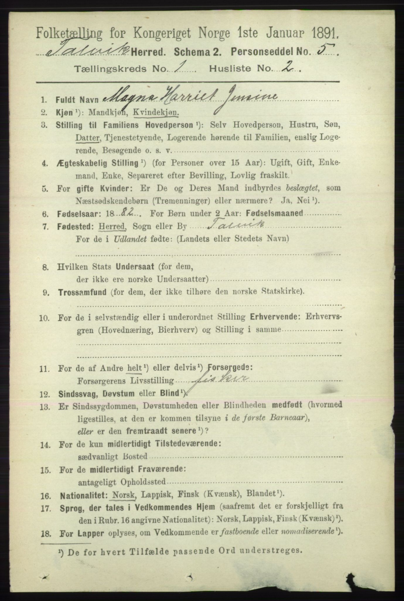 RA, 1891 census for 2013 Talvik, 1891, p. 106