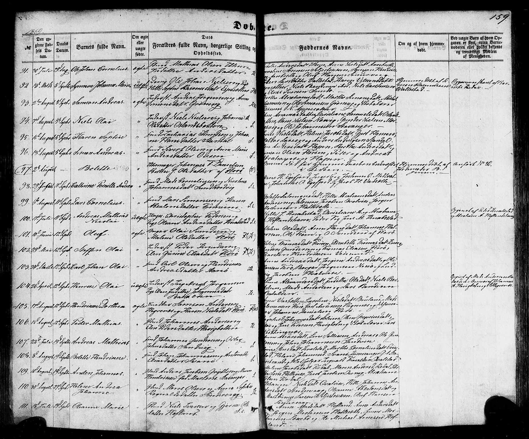 Kinn sokneprestembete, SAB/A-80801/H/Haa/Haaa/L0006: Parish register (official) no. A 6, 1857-1885, p. 159