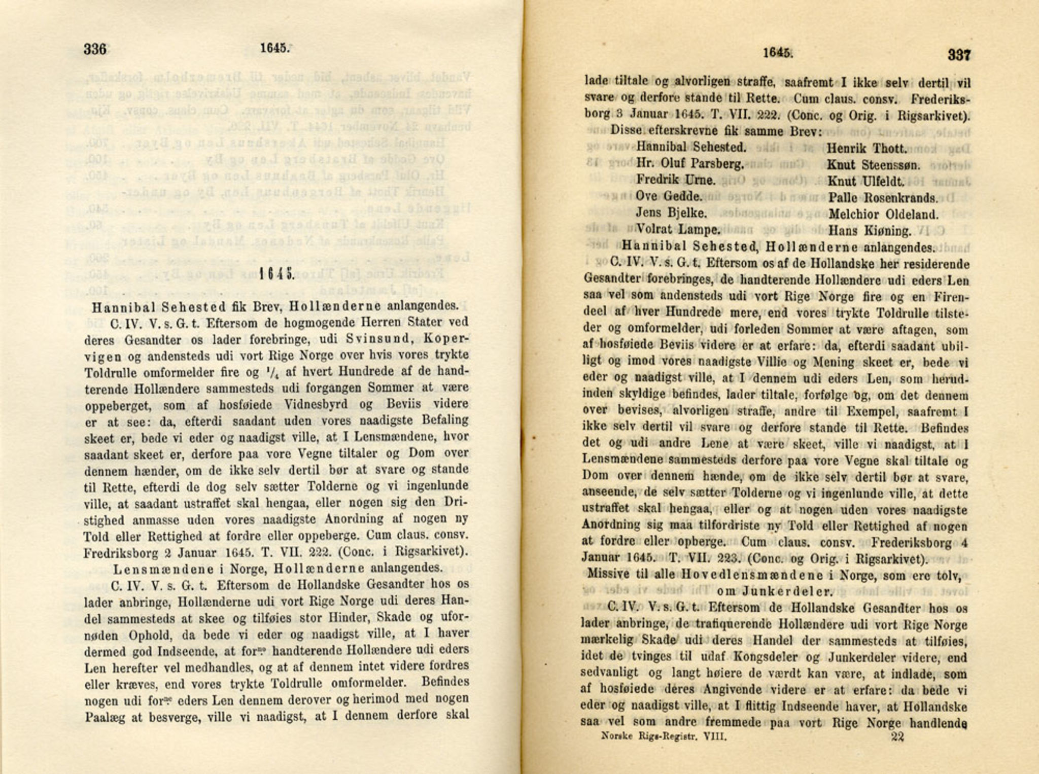 Publikasjoner utgitt av Det Norske Historiske Kildeskriftfond, PUBL/-/-/-: Norske Rigs-Registranter, bind 8, 1641-1648, p. 336-337