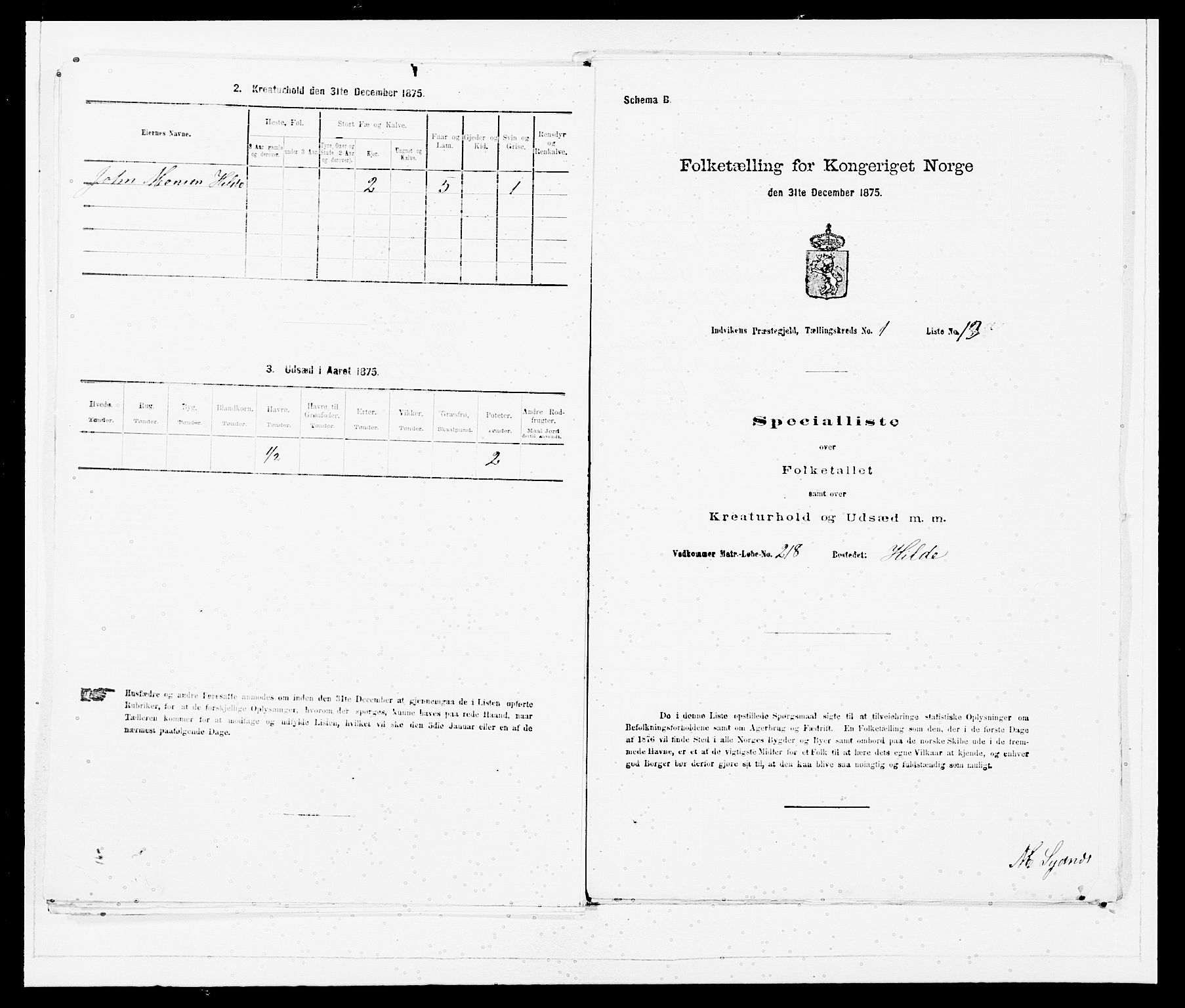 SAB, 1875 Census for 1447P Innvik, 1875, p. 47