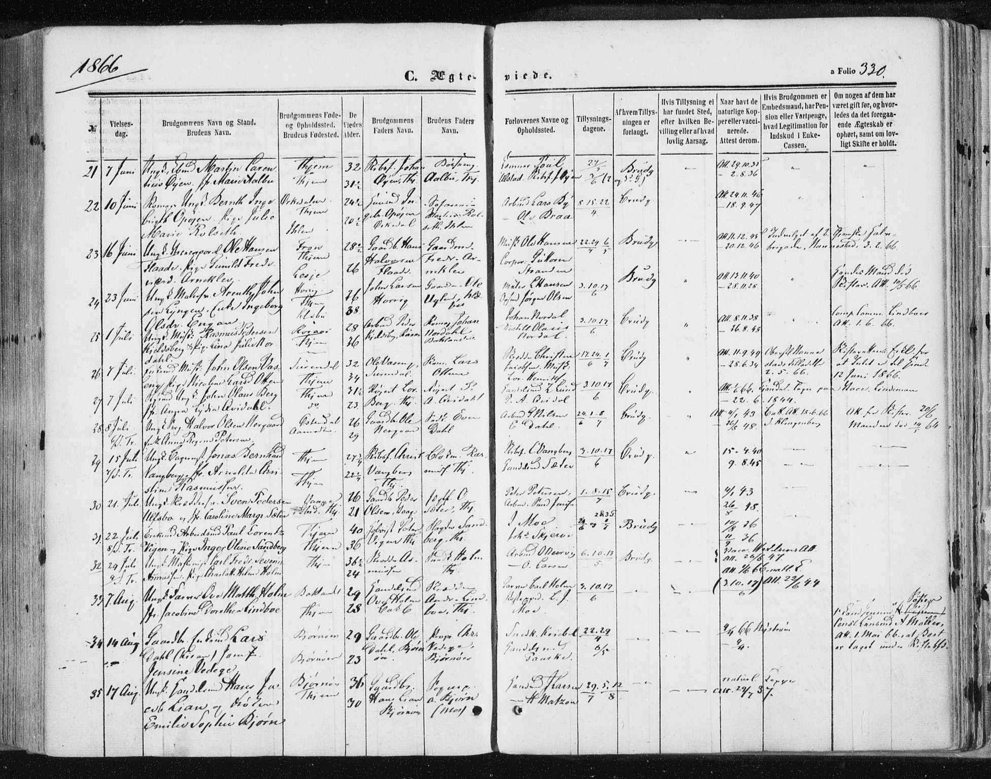 Ministerialprotokoller, klokkerbøker og fødselsregistre - Sør-Trøndelag, AV/SAT-A-1456/602/L0115: Parish register (official) no. 602A13, 1860-1872, p. 330