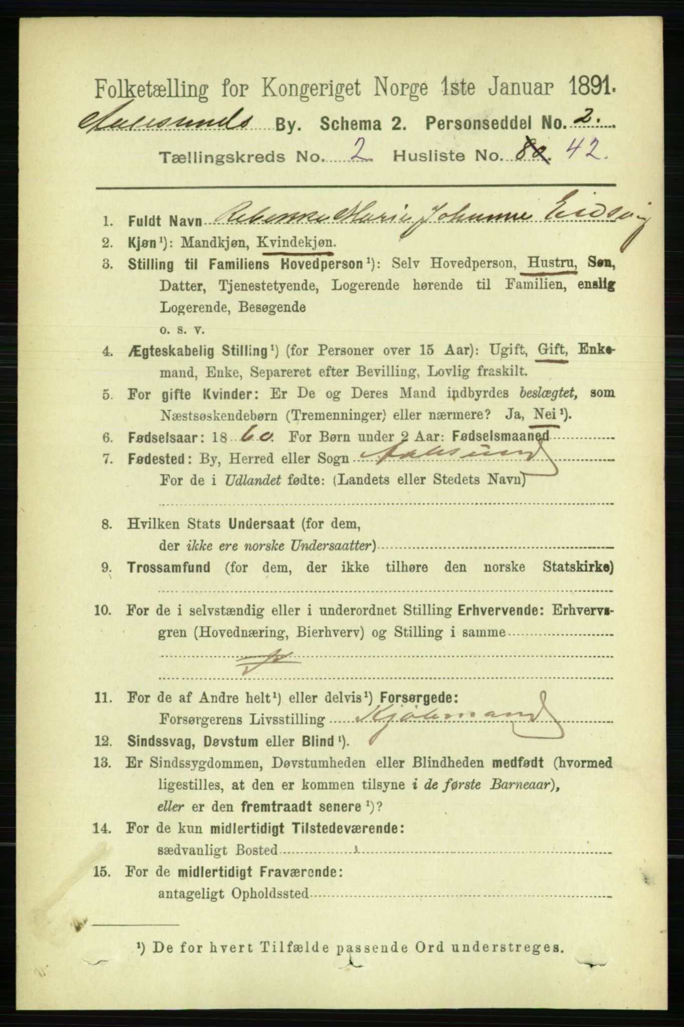 RA, 1891 census for 1501 Ålesund, 1891, p. 2265