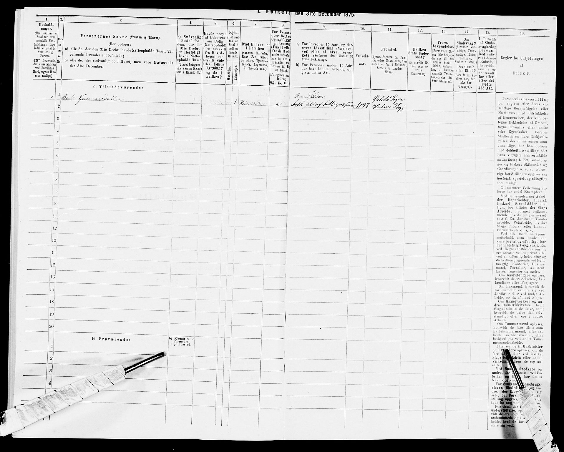 SAK, 1875 census for 1020P Holum, 1875, p. 686