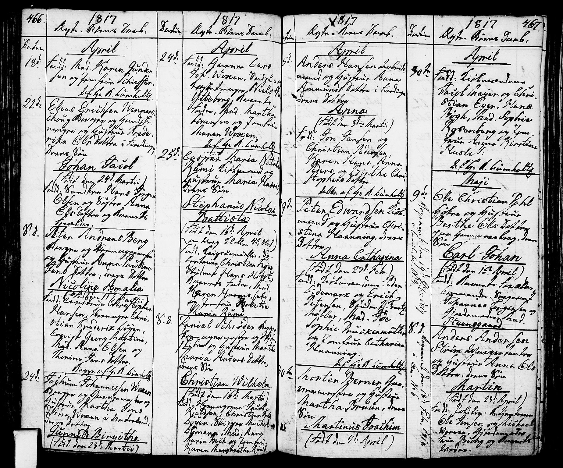 Oslo domkirke Kirkebøker, SAO/A-10752/F/Fa/L0006: Parish register (official) no. 6, 1807-1817, p. 466-467
