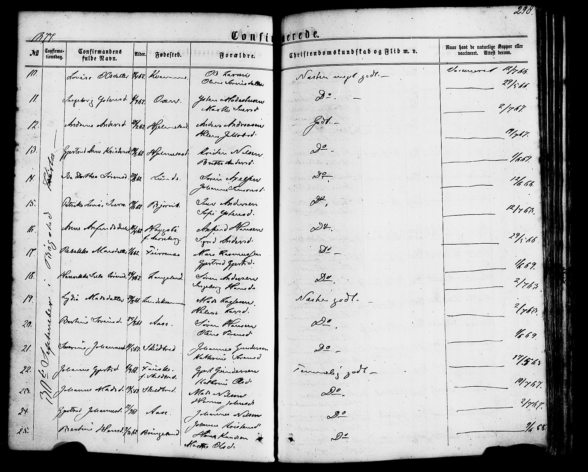 Gaular sokneprestembete, SAB/A-80001/H/Haa: Parish register (official) no. A 5, 1860-1881, p. 298