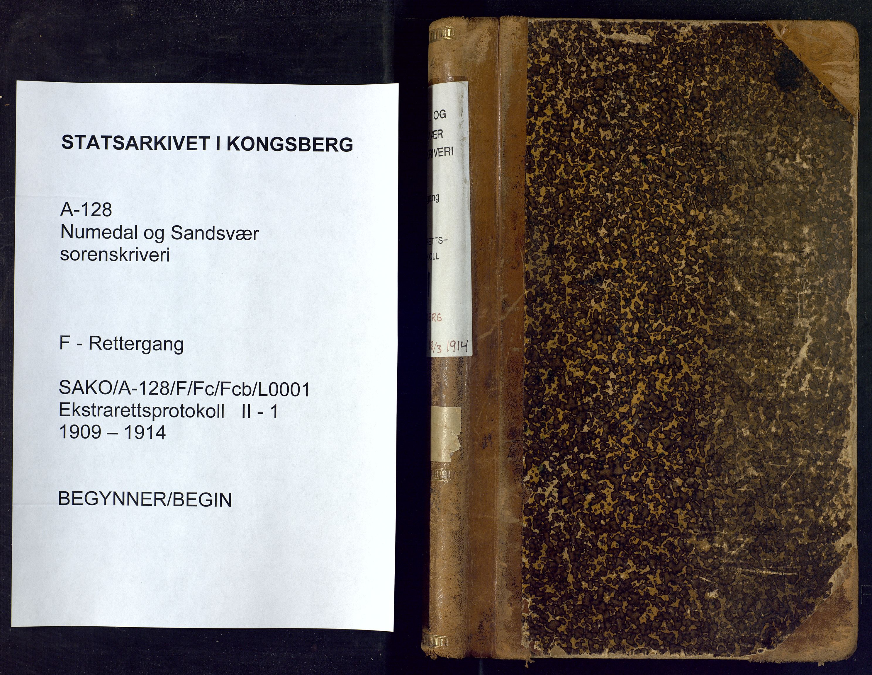 Numedal og Sandsvær sorenskriveri, AV/SAKO-A-128/F/Fc/Fcb/L0001: Ekstrarettsprotokoll, 1909-1914