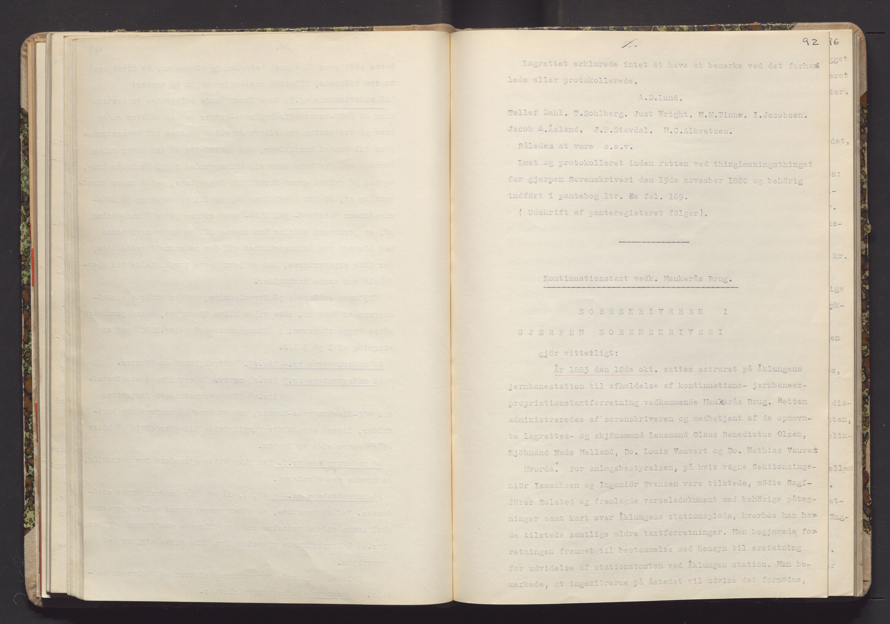 Norges Statsbaner Drammen distrikt (NSB), AV/SAKO-A-30/Y/Yc/L0007: Takster Vestfoldbanen strekningen Eidanger-Porsgrunn-Gjerpen samt sidelinjen Eidanger-Brevik, 1877-1896, p. 92