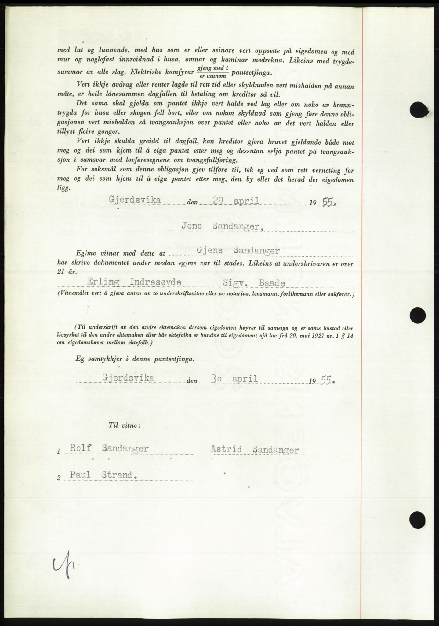 Søre Sunnmøre sorenskriveri, AV/SAT-A-4122/1/2/2C/L0126: Mortgage book no. 14B, 1954-1955, Diary no: : 1090/1955