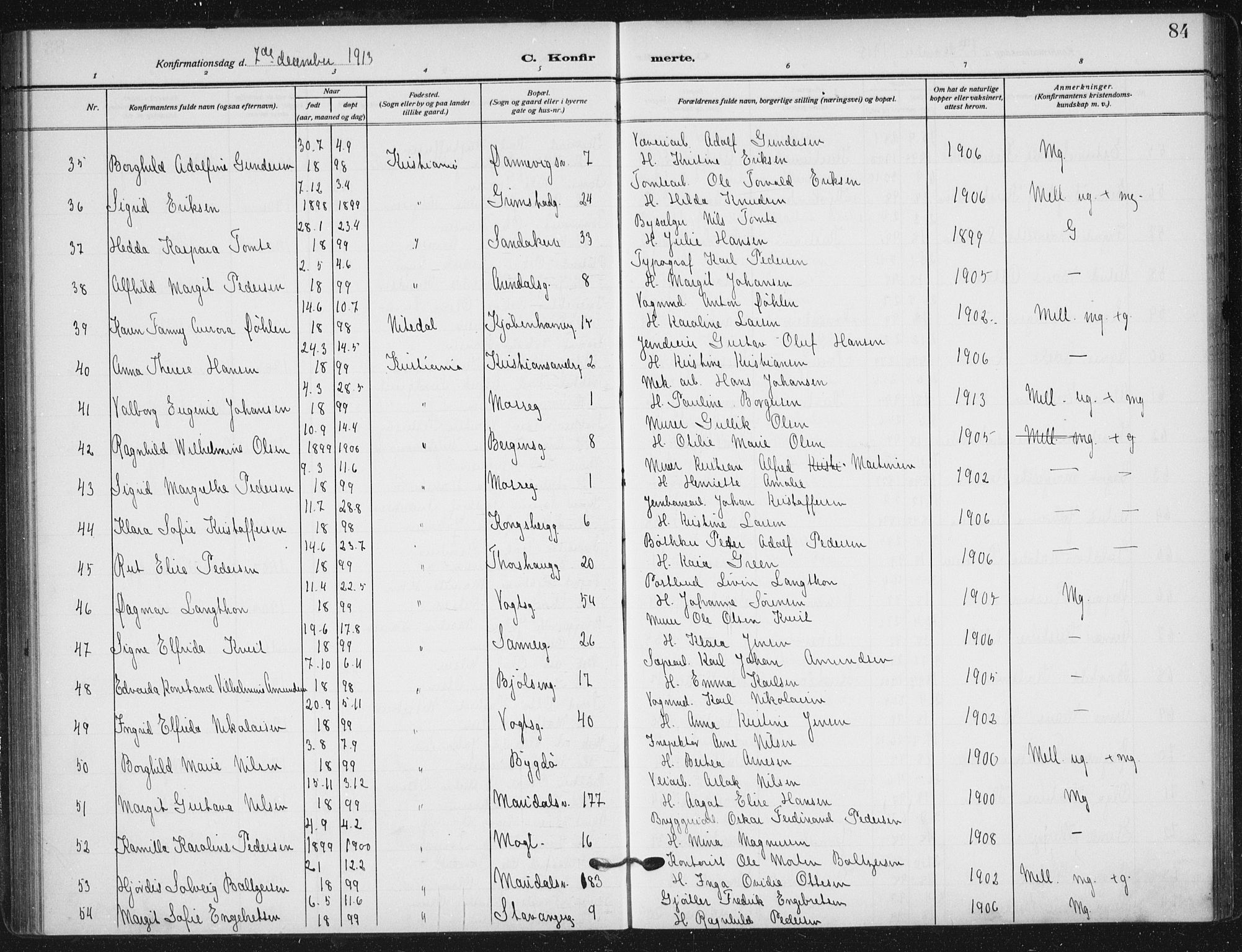 Sagene prestekontor Kirkebøker, AV/SAO-A-10796/F/L0008: Parish register (official) no. 8, 1910-1919, p. 84