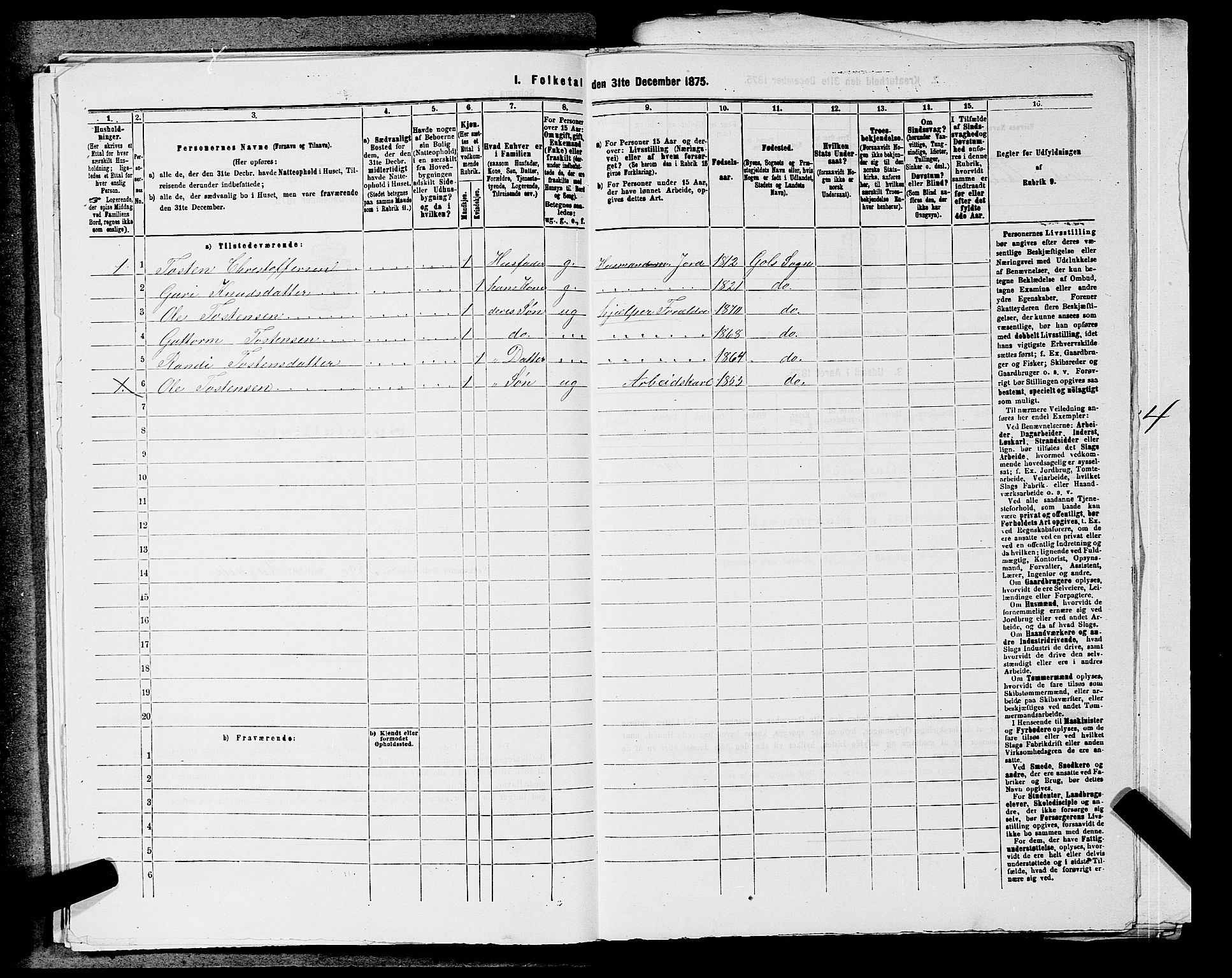 SAKO, 1875 census for 0617P Gol, 1875, p. 201