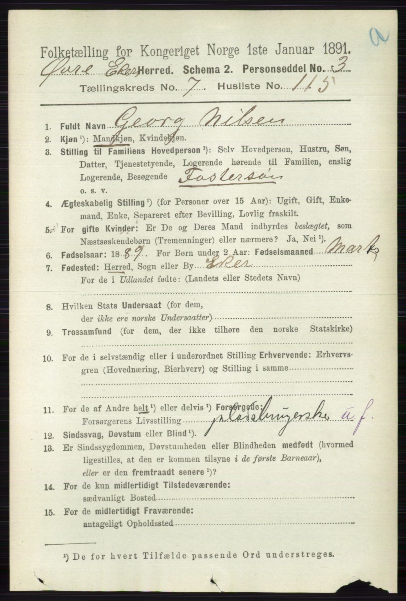 RA, 1891 census for 0624 Øvre Eiker, 1891, p. 3134