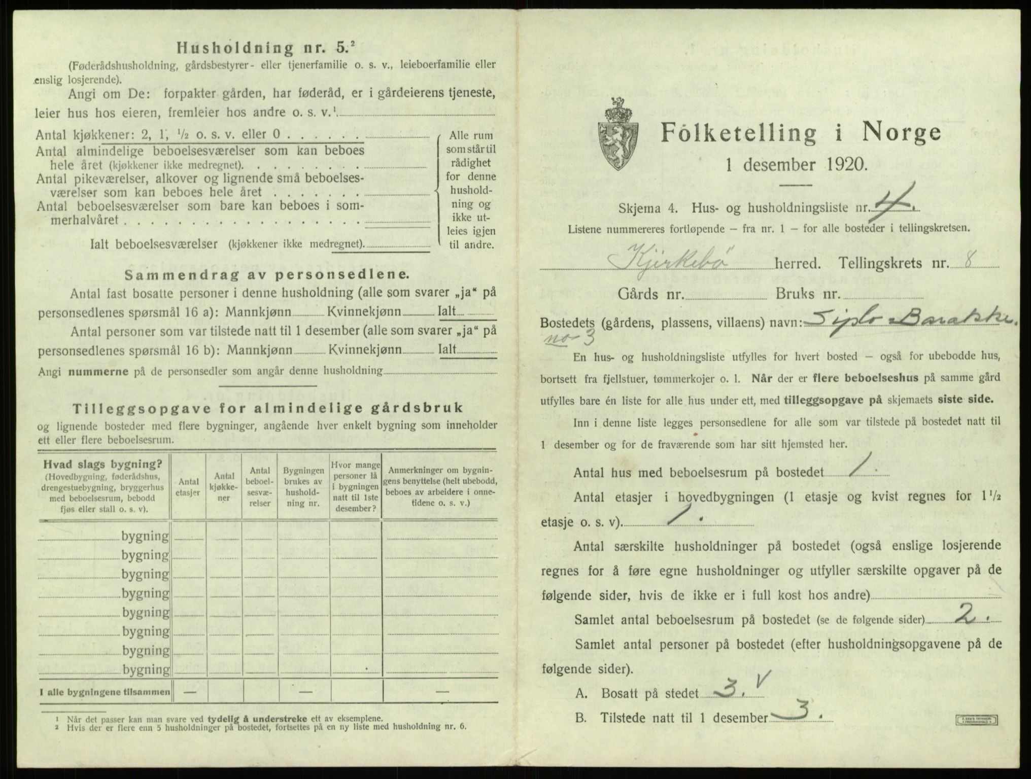 SAB, 1920 census for Kyrkjebø, 1920, p. 522