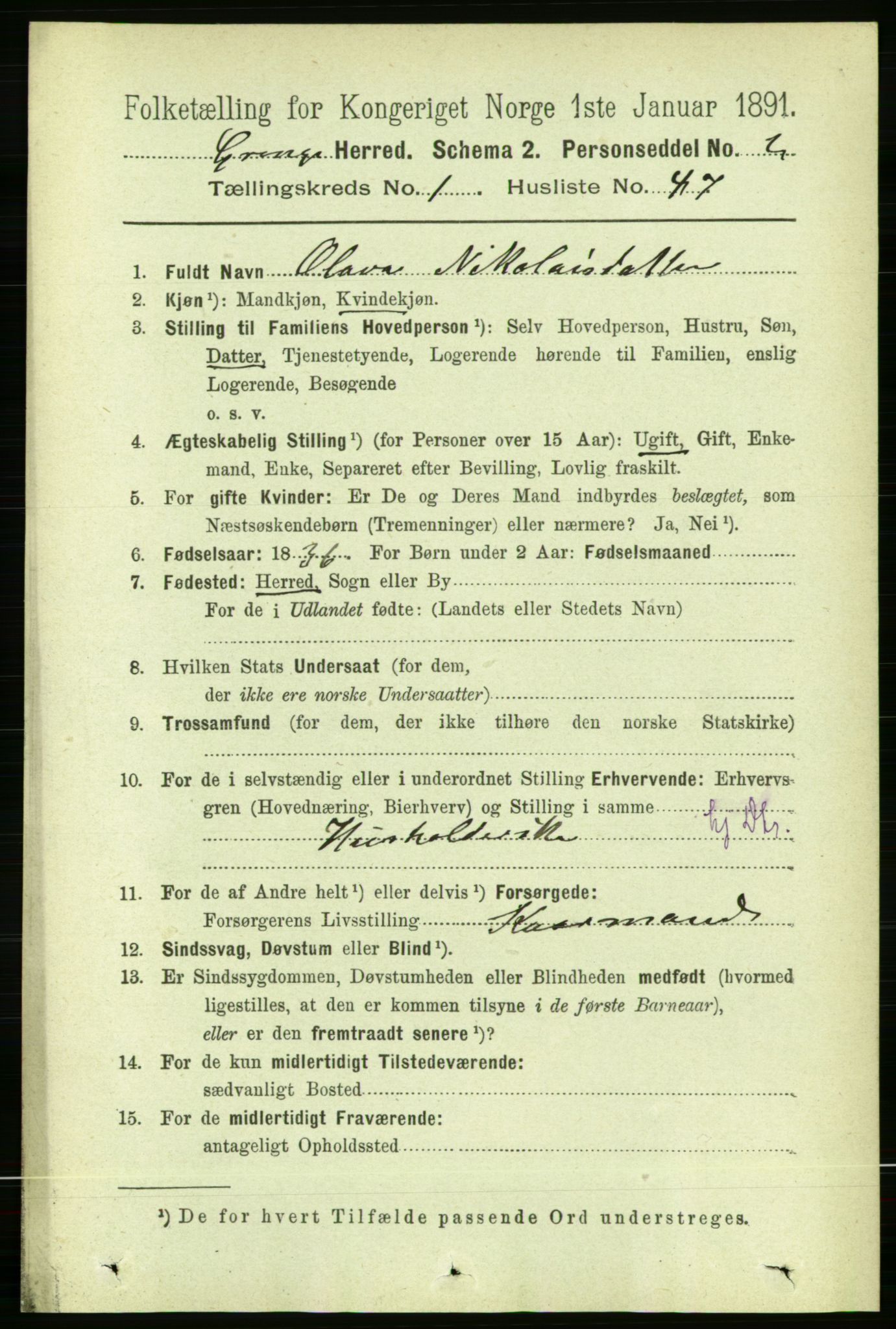 RA, 1891 census for 1742 Grong, 1891, p. 415