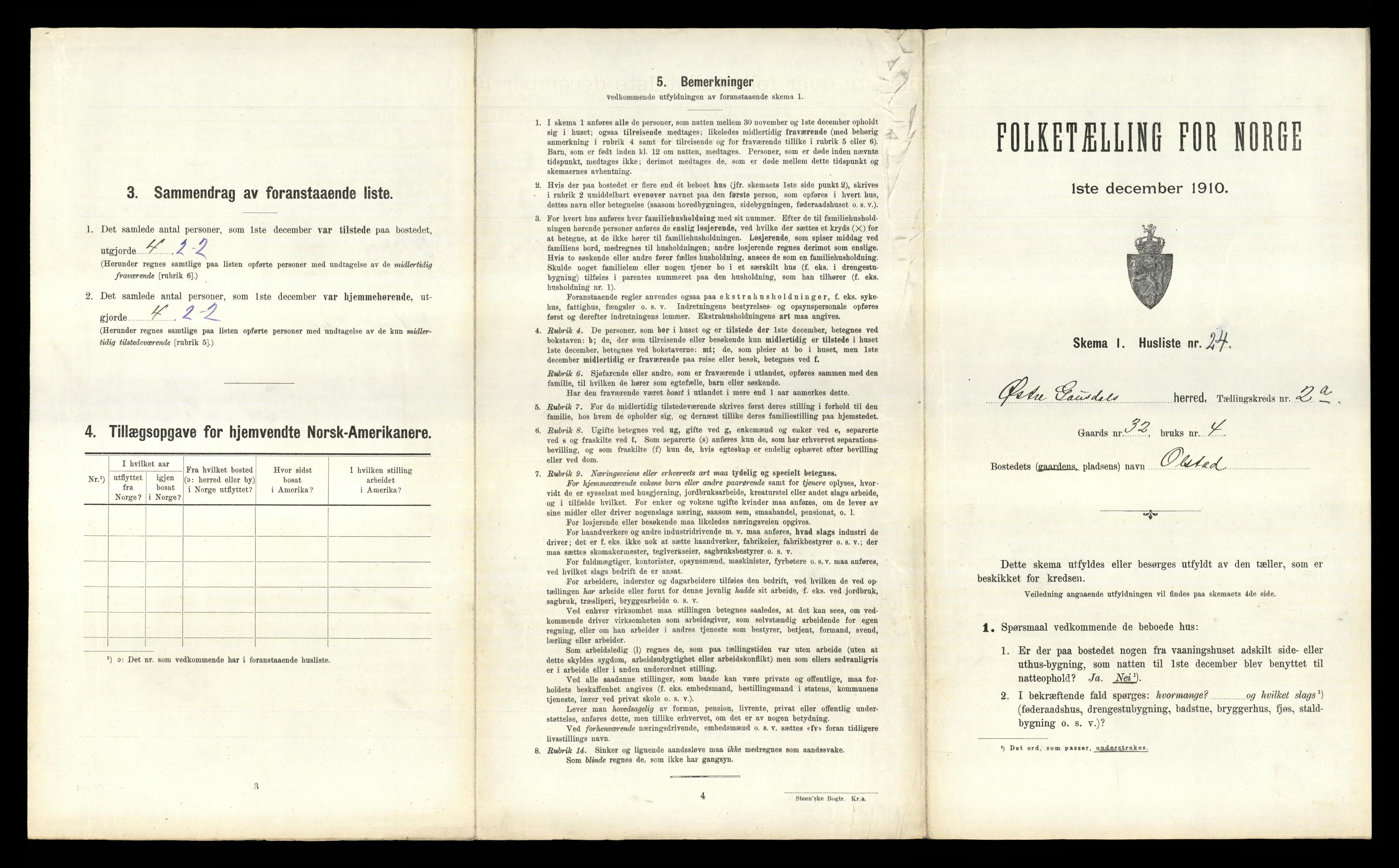 RA, 1910 census for Østre Gausdal, 1910, p. 366