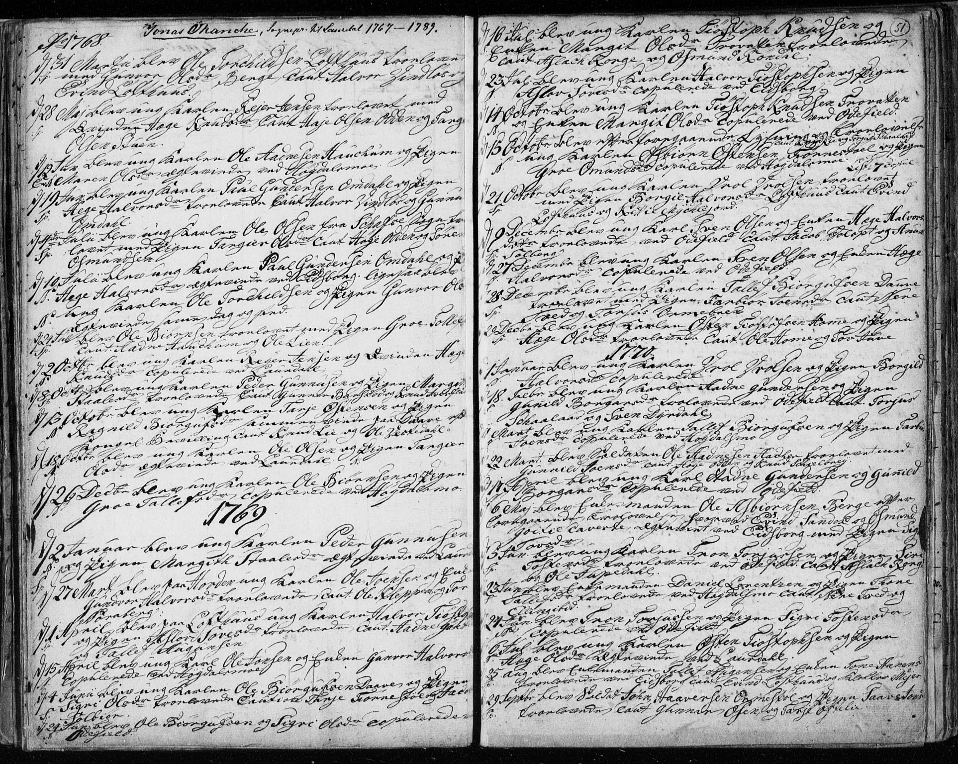 Lårdal kirkebøker, SAKO/A-284/F/Fa/L0003: Parish register (official) no. I 3, 1754-1790, p. 51