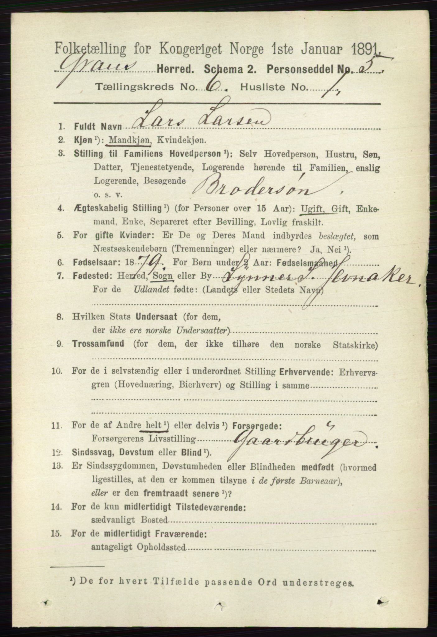 RA, 1891 census for 0534 Gran, 1891, p. 2234