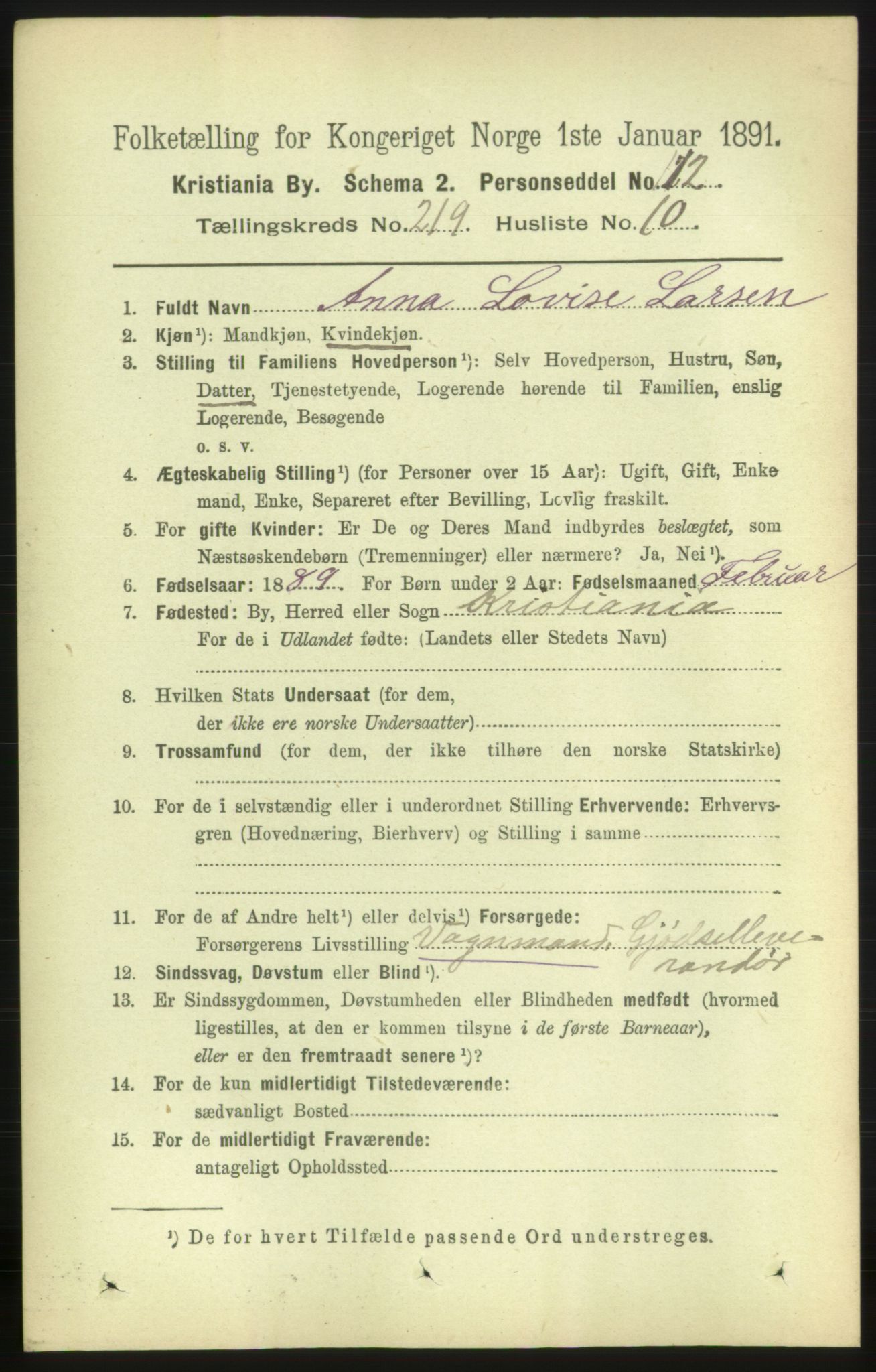 RA, 1891 census for 0301 Kristiania, 1891, p. 130272