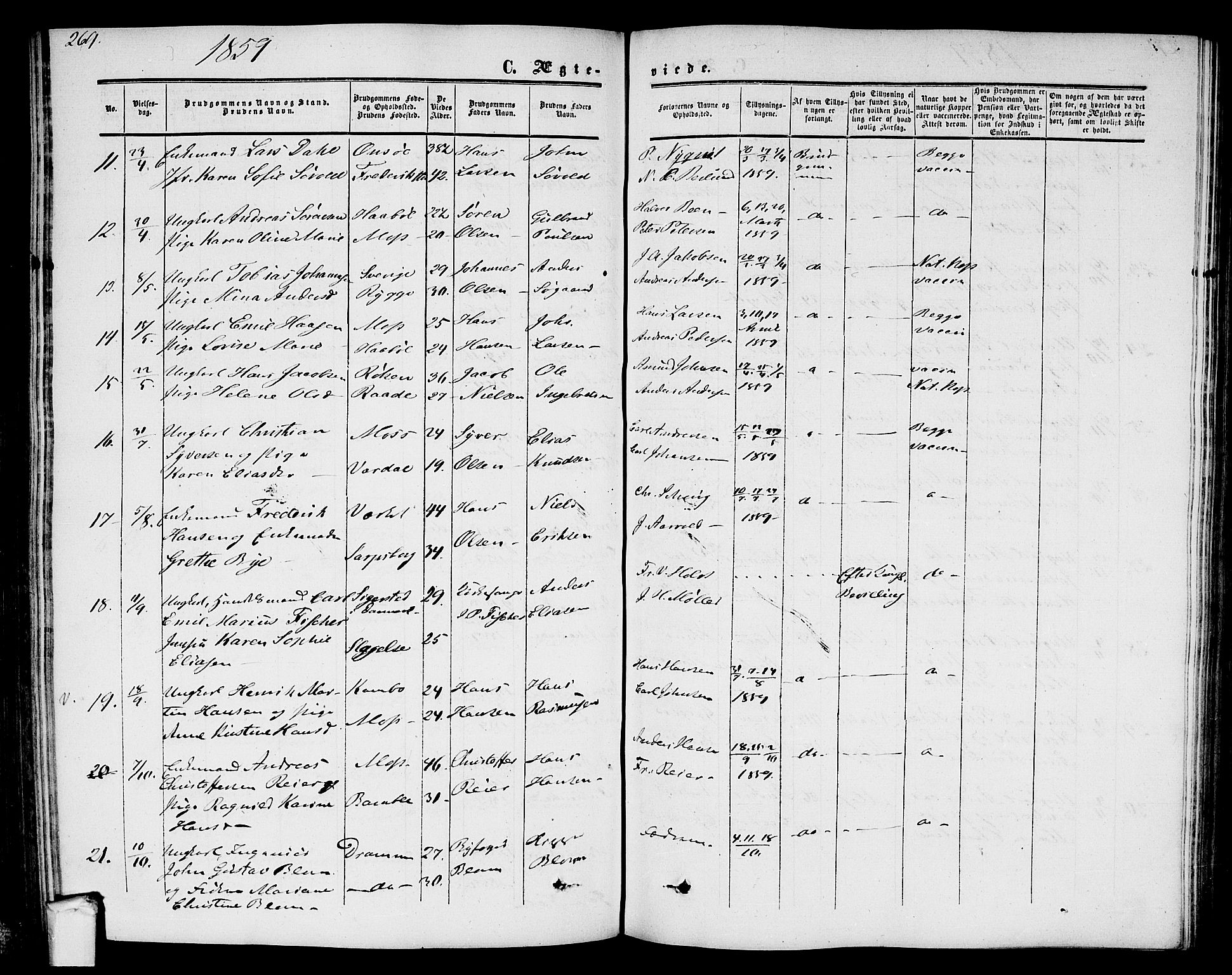 Moss prestekontor Kirkebøker, AV/SAO-A-2003/G/Ga/L0002: Parish register (copy) no. I 2, 1852-1871, p. 269