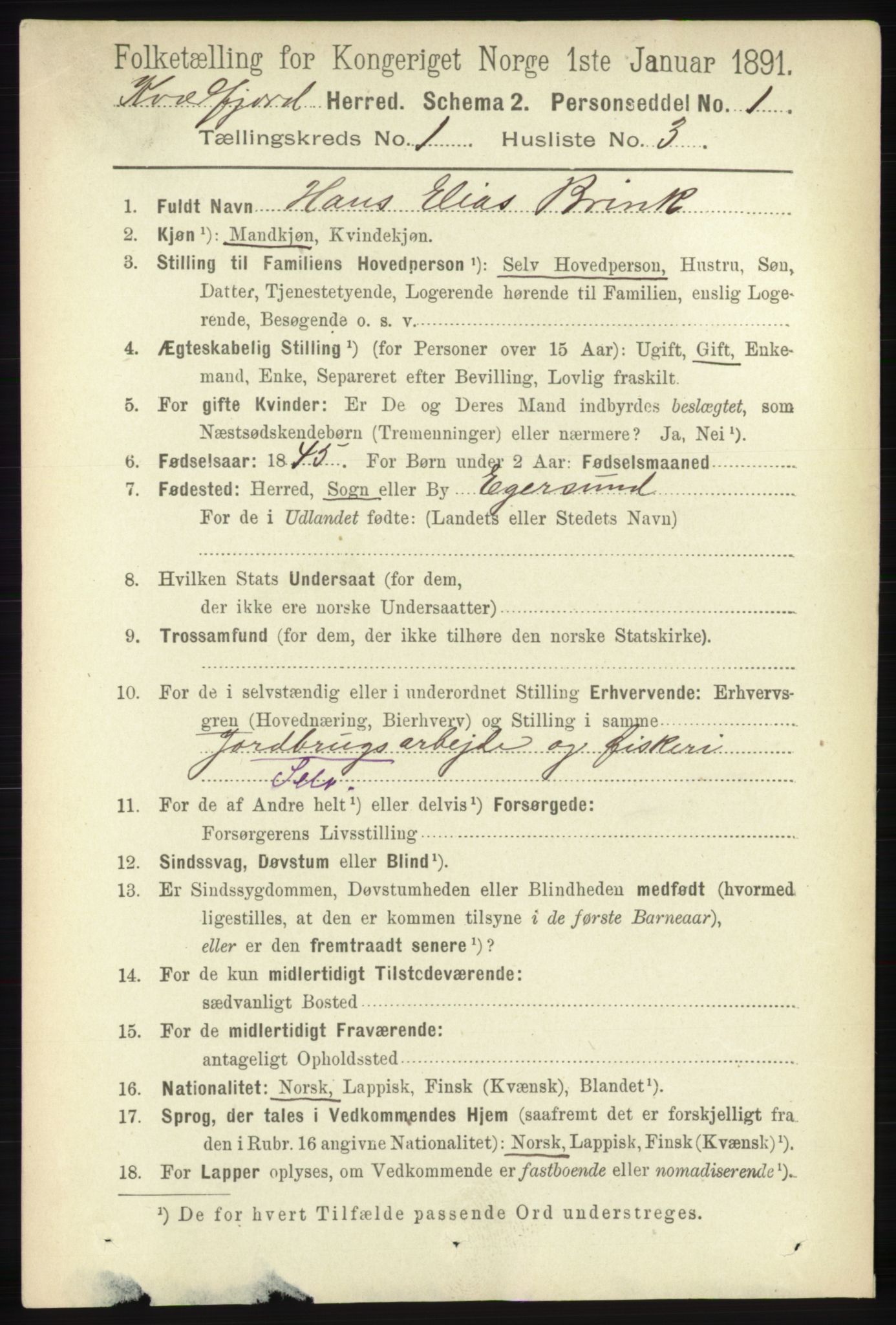 RA, 1891 census for 1911 Kvæfjord, 1891, p. 112