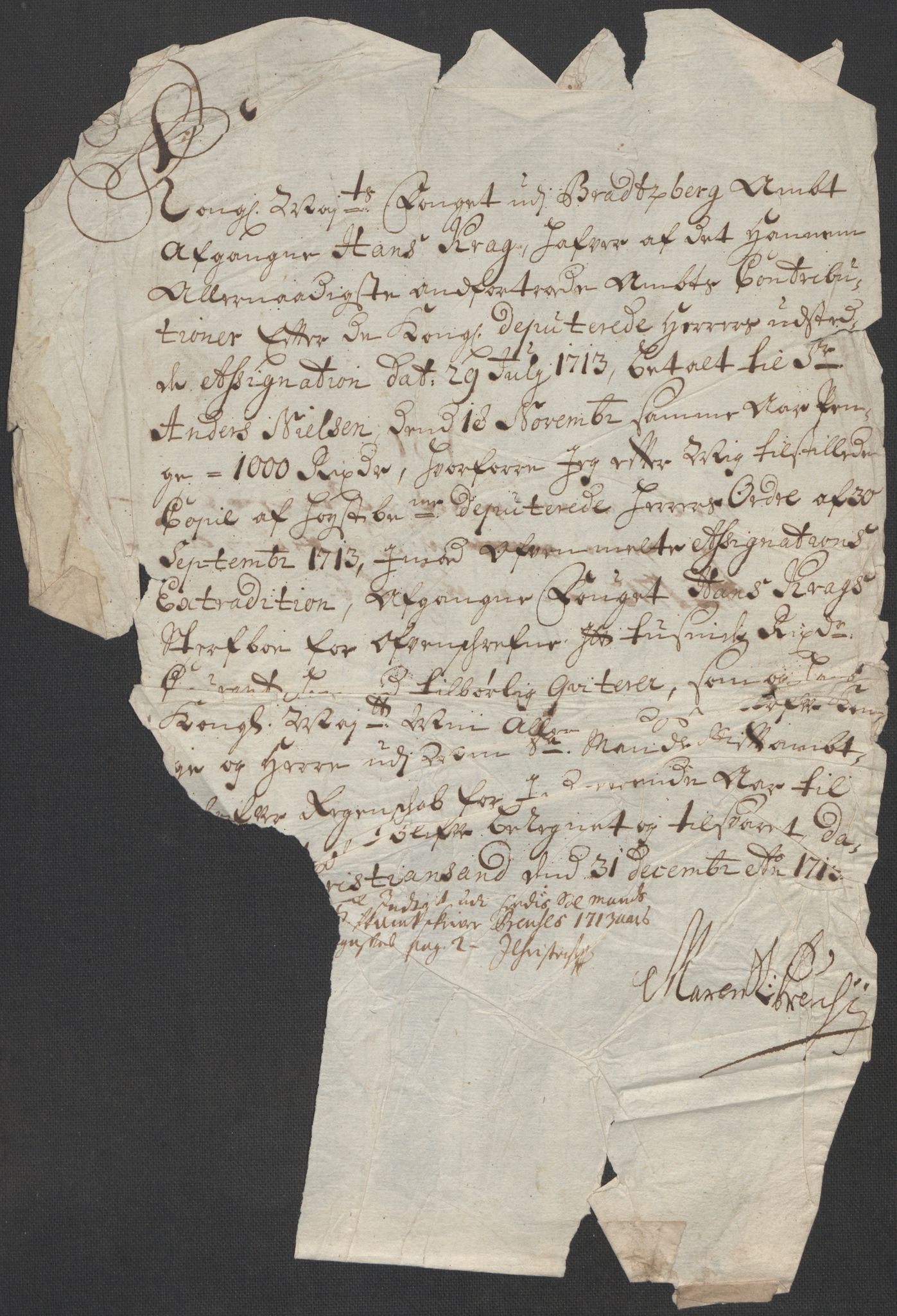 Rentekammeret inntil 1814, Reviderte regnskaper, Fogderegnskap, AV/RA-EA-4092/R36/L2125: Fogderegnskap Øvre og Nedre Telemark og Bamble, 1713, p. 335