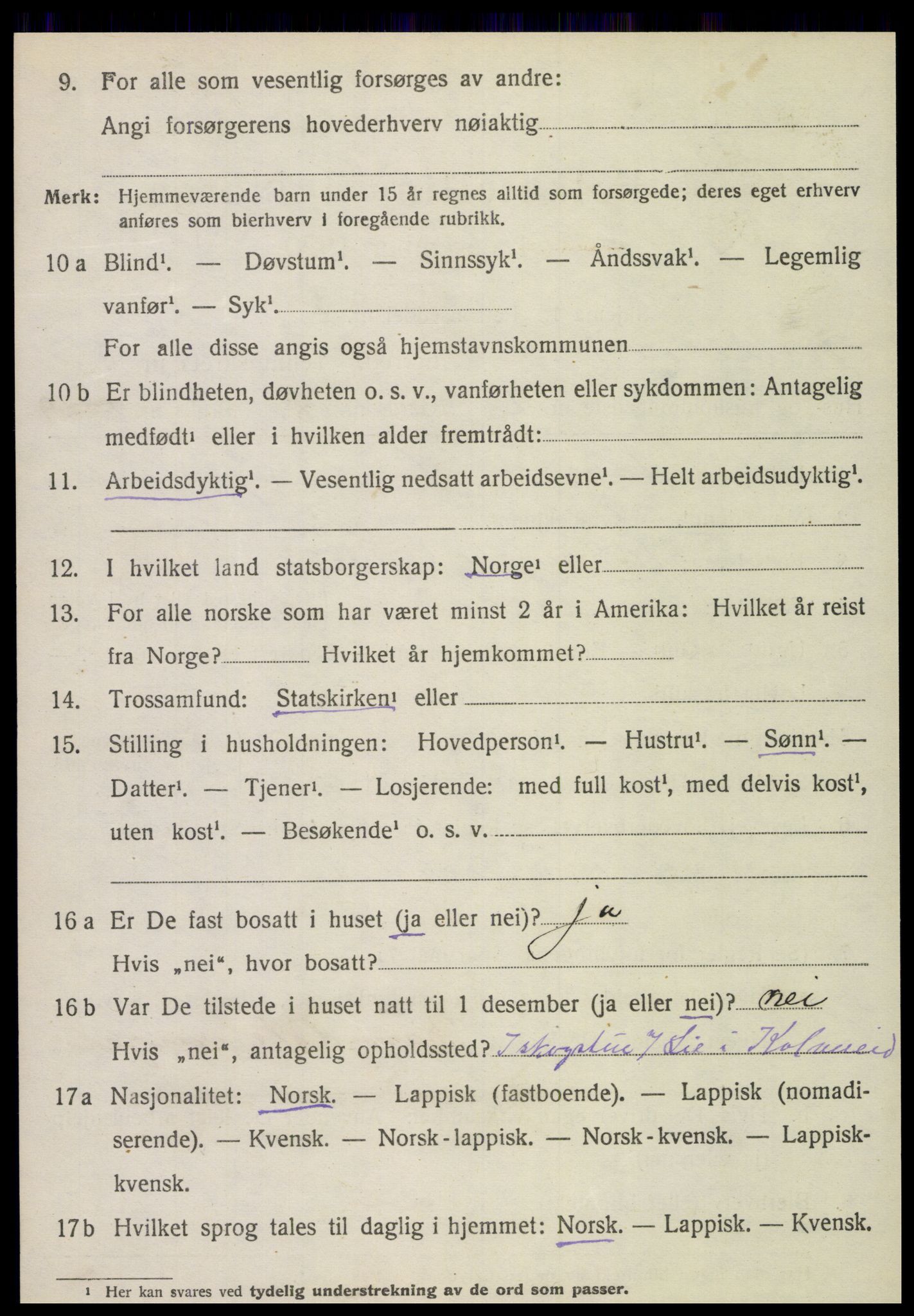 SAT, 1920 census for Foldereid, 1920, p. 1179