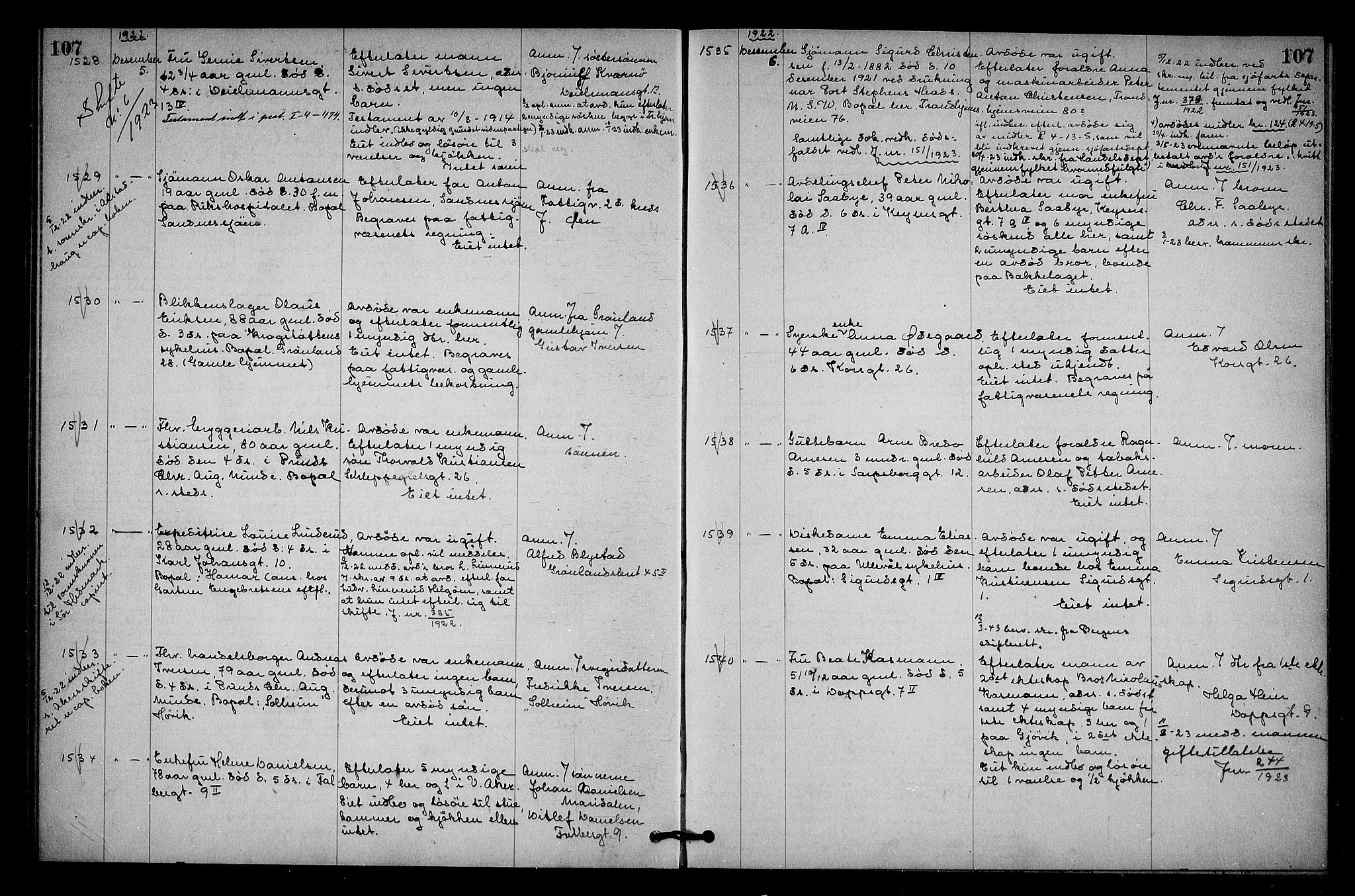 Oslo skifterett, AV/SAO-A-10383/G/Ga/Gab/L0012: Dødsfallsprotokoll, 1922-1924, p. 107