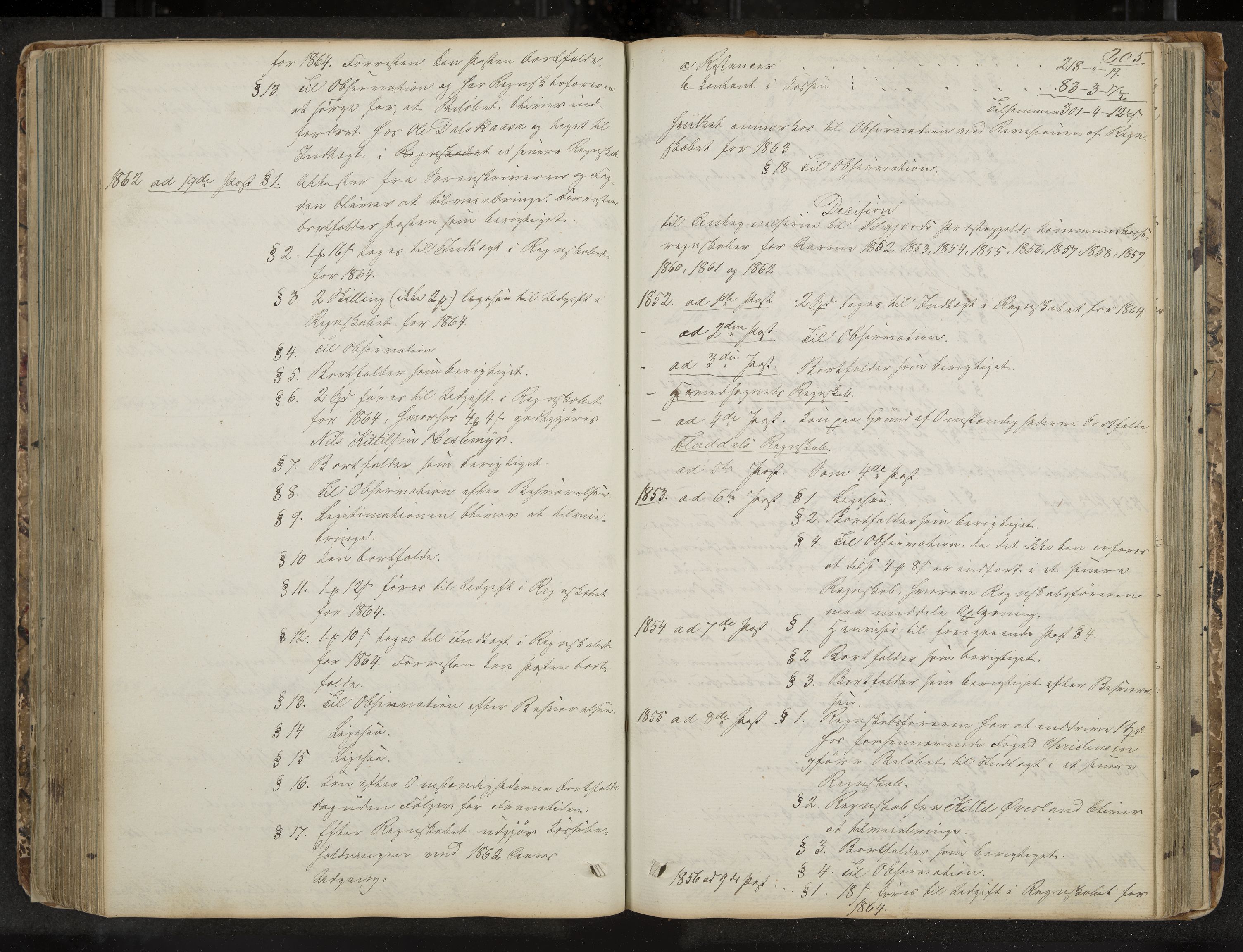 Seljord formannskap og sentraladministrasjon, IKAK/0828021/A/Aa/L0001: Møtebok med register, 1838-1879, p. 205