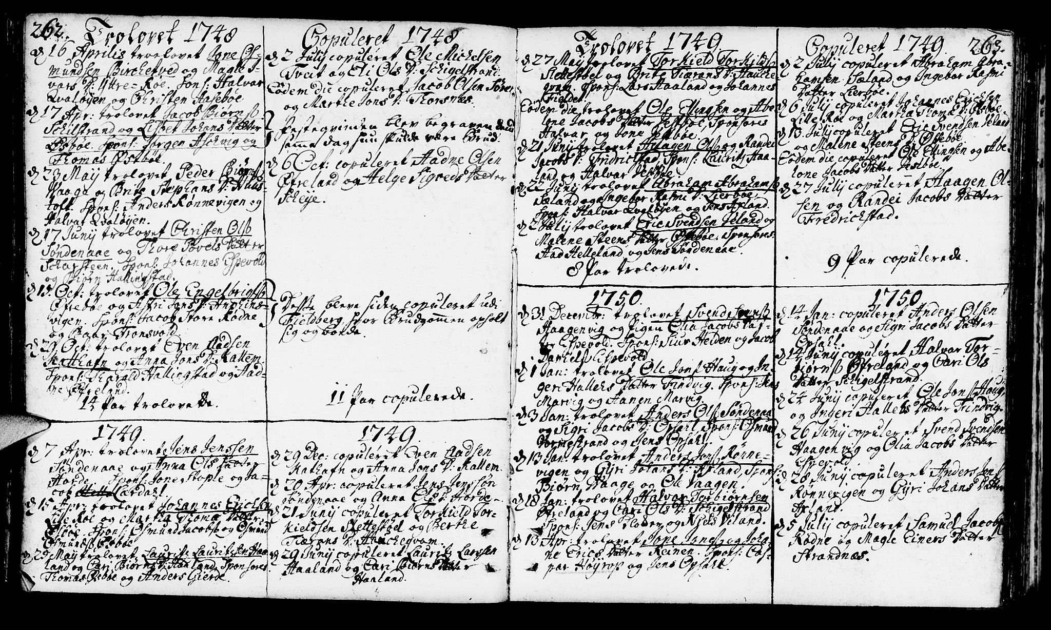 Vikedal sokneprestkontor, AV/SAST-A-101840/01/IV: Parish register (official) no. A 1, 1737-1778, p. 262-263