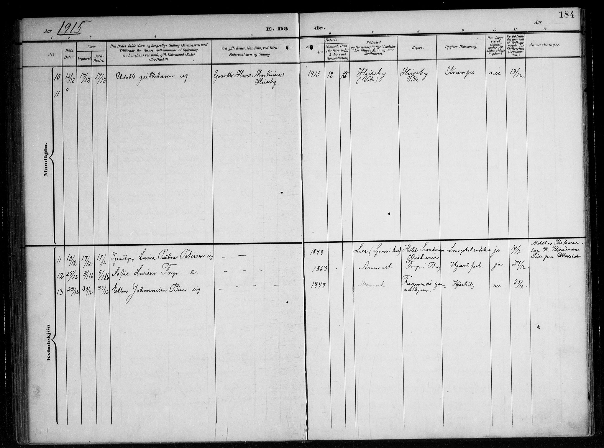 Berg prestekontor Kirkebøker, AV/SAO-A-10902/F/Fa/L0008: Parish register (official) no. I 8, 1902-1920, p. 184