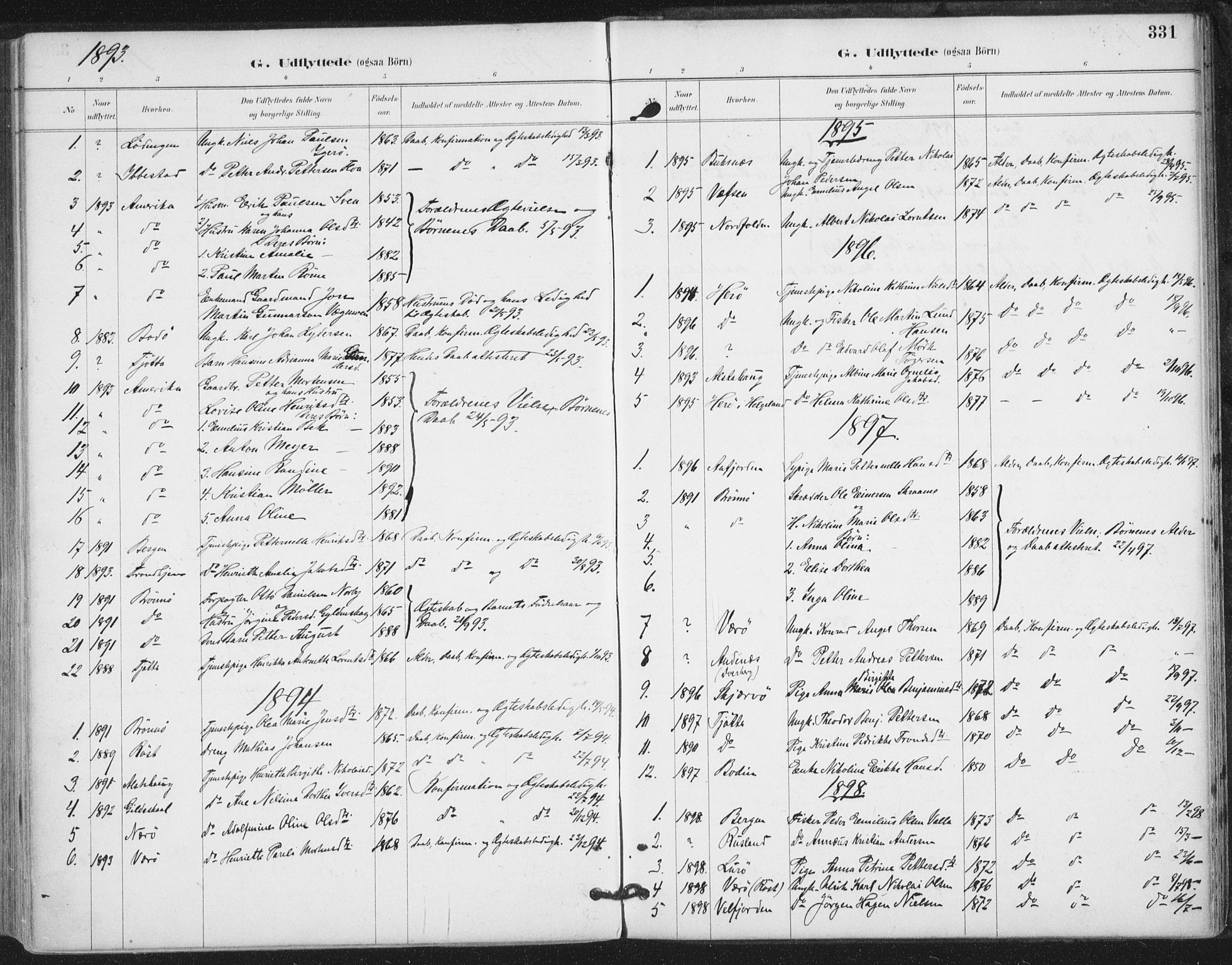 Ministerialprotokoller, klokkerbøker og fødselsregistre - Nordland, AV/SAT-A-1459/816/L0244: Parish register (official) no. 816A10, 1886-1903, p. 331