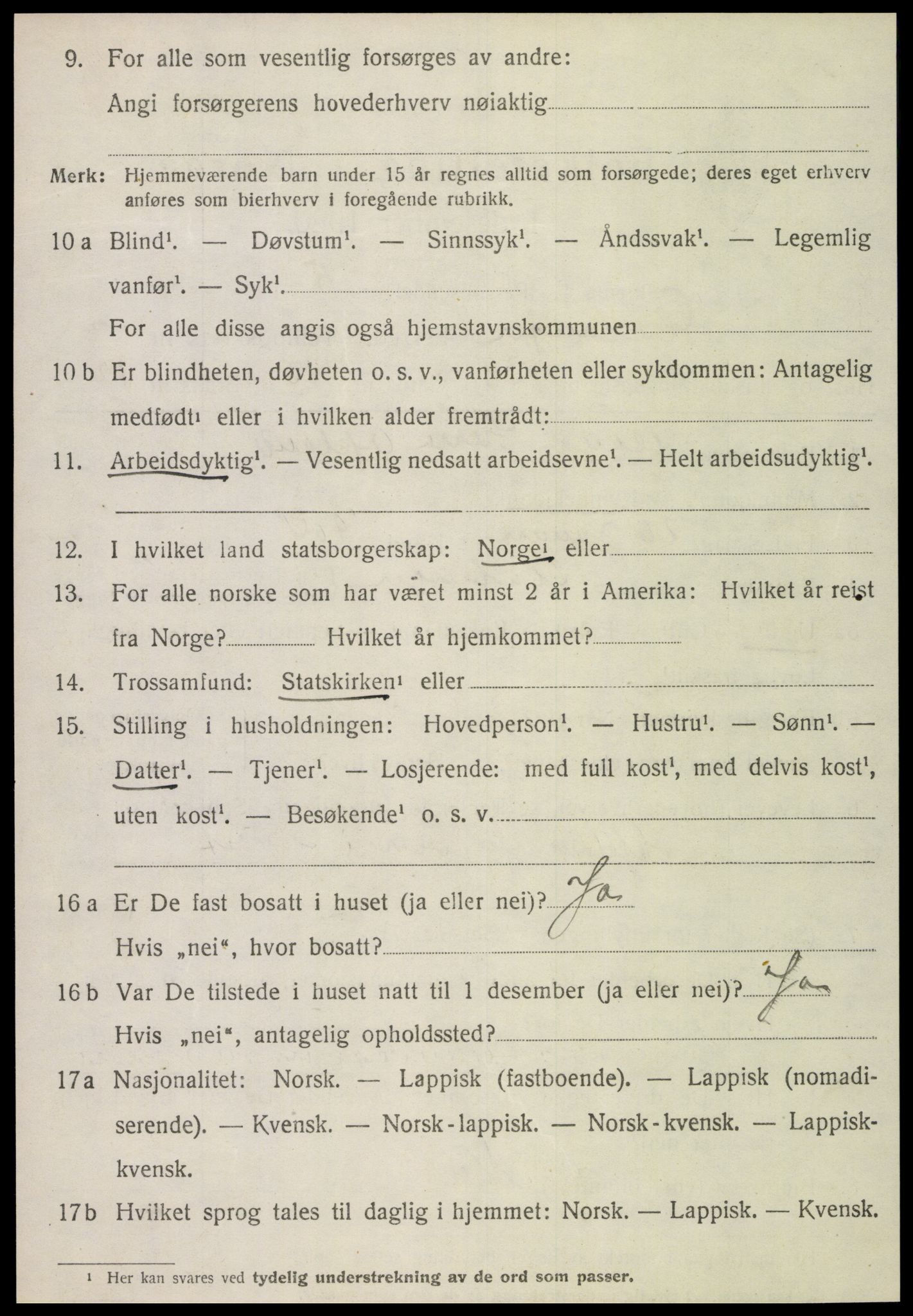 SAT, 1920 census for Flatanger, 1920, p. 2003