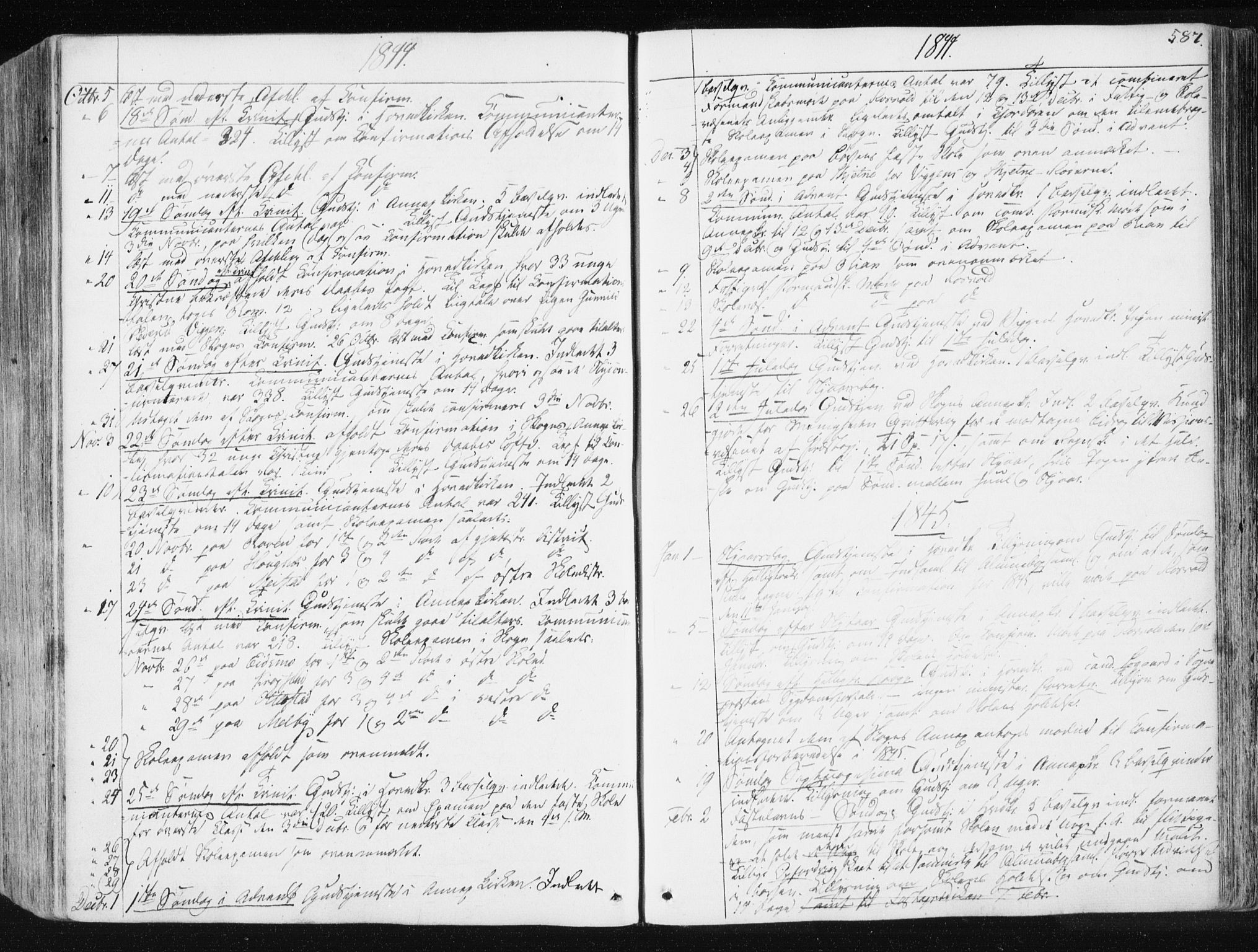 Ministerialprotokoller, klokkerbøker og fødselsregistre - Sør-Trøndelag, SAT/A-1456/665/L0771: Parish register (official) no. 665A06, 1830-1856, p. 587