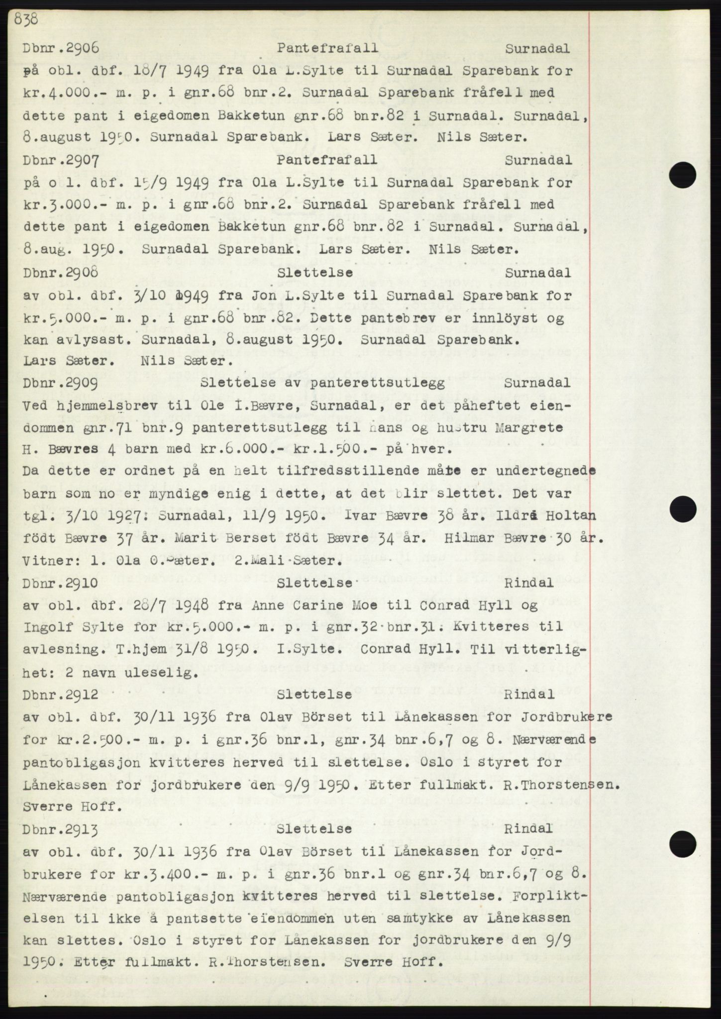 Nordmøre sorenskriveri, AV/SAT-A-4132/1/2/2Ca: Mortgage book no. C82b, 1946-1951, Diary no: : 2906/1950