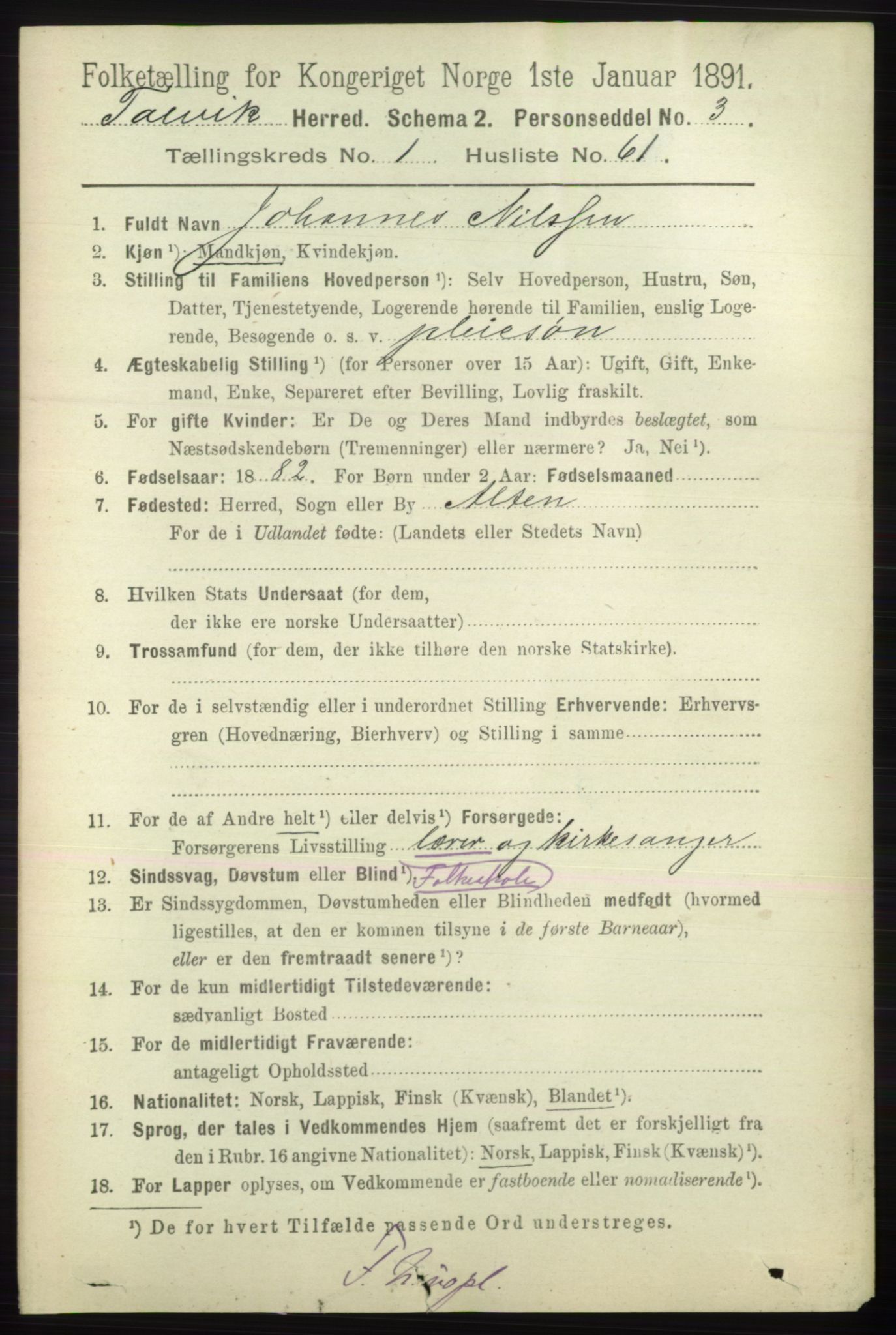 RA, 1891 census for 2013 Talvik, 1891, p. 487