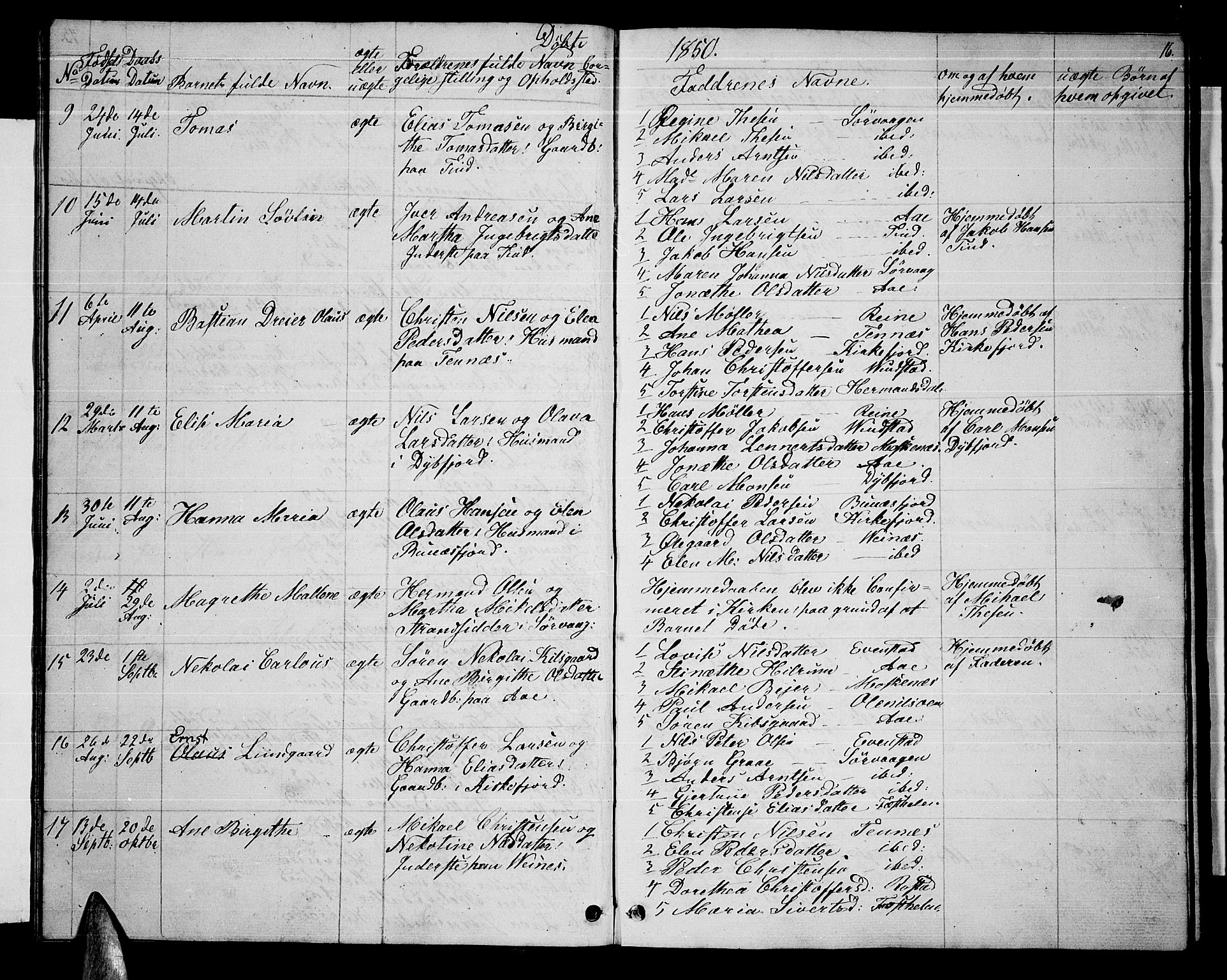 Ministerialprotokoller, klokkerbøker og fødselsregistre - Nordland, AV/SAT-A-1459/886/L1224: Parish register (copy) no. 886C01, 1843-1873, p. 16