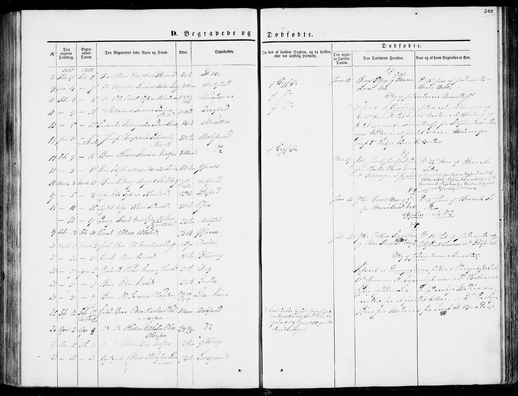 Ministerialprotokoller, klokkerbøker og fødselsregistre - Møre og Romsdal, AV/SAT-A-1454/528/L0397: Parish register (official) no. 528A08, 1848-1858, p. 248