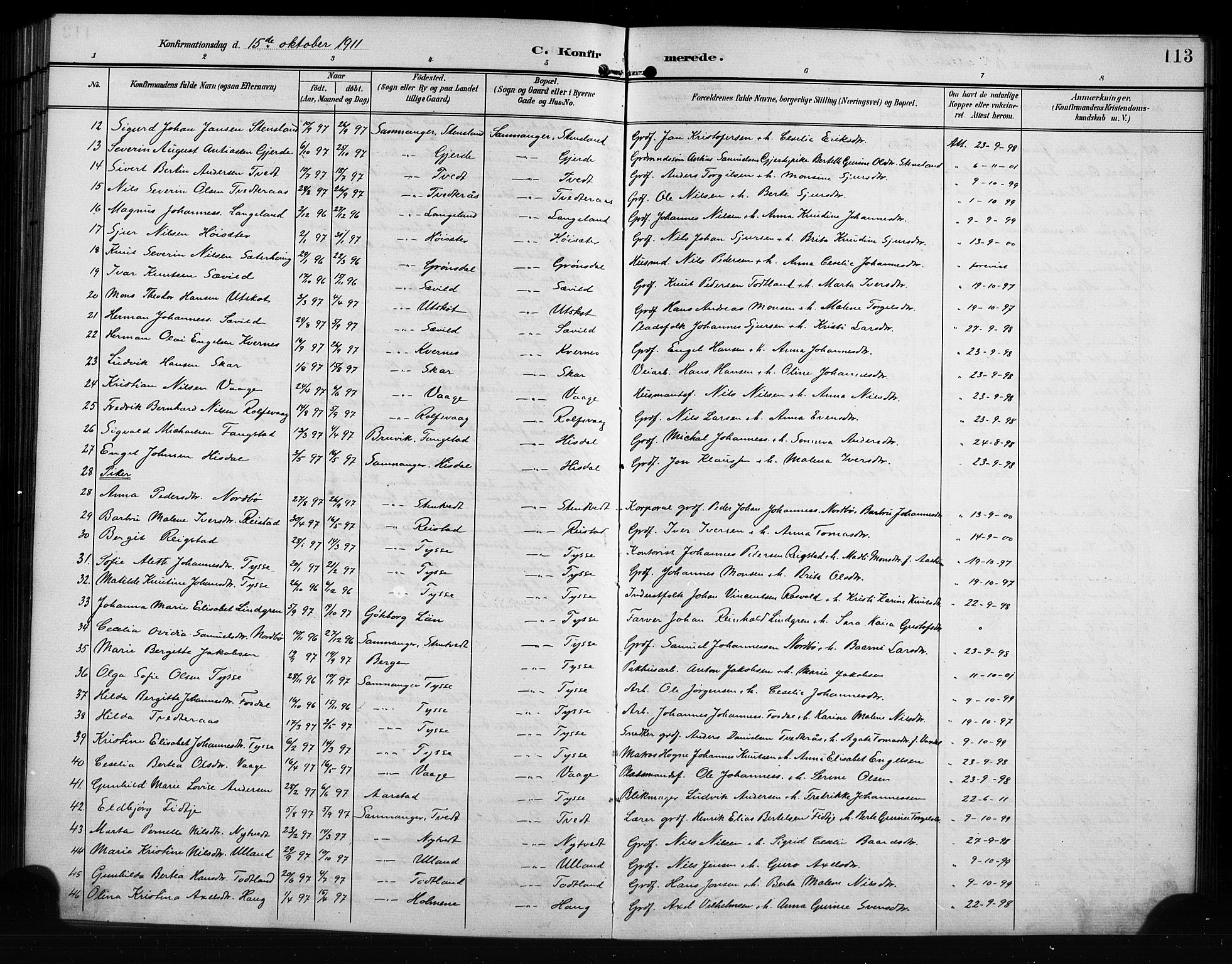 Samnanger Sokneprestembete, SAB/A-77501/H/Hab: Parish register (copy) no. A 3, 1898-1914, p. 113