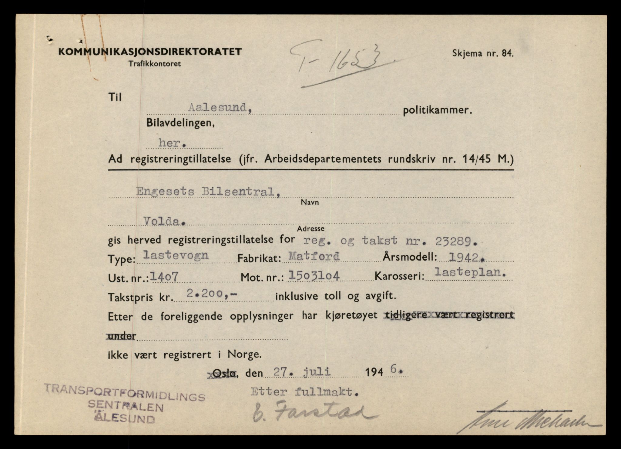 Møre og Romsdal vegkontor - Ålesund trafikkstasjon, AV/SAT-A-4099/F/Fe/L0010: Registreringskort for kjøretøy T 1050 - T 1169, 1927-1998, p. 2125