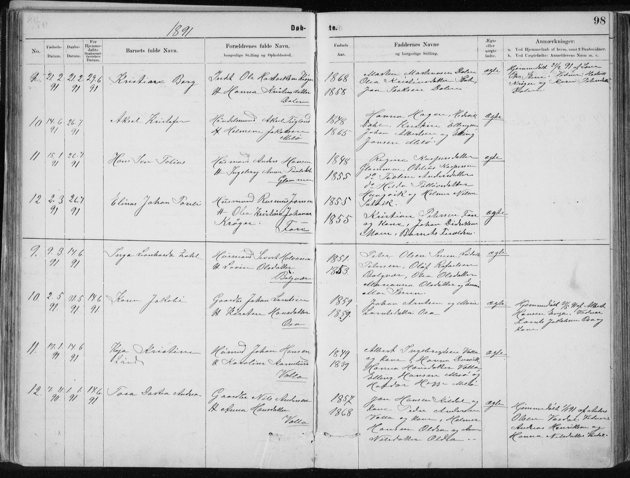 Ministerialprotokoller, klokkerbøker og fødselsregistre - Nordland, SAT/A-1459/843/L0636: Parish register (copy) no. 843C05, 1884-1909, p. 98