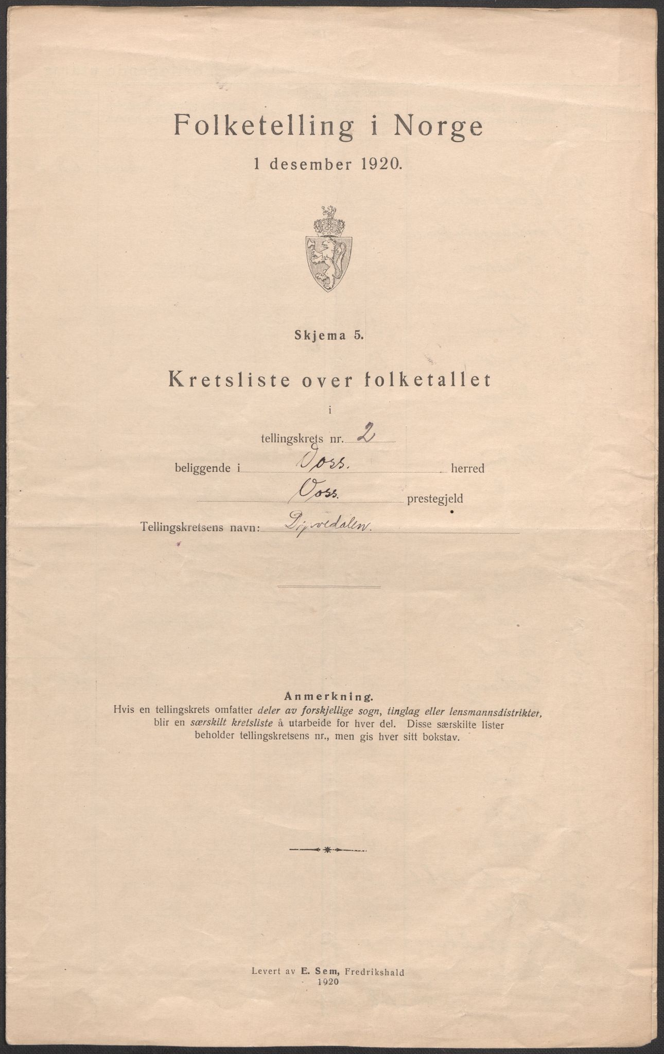 SAB, 1920 census for Voss, 1920, p. 8