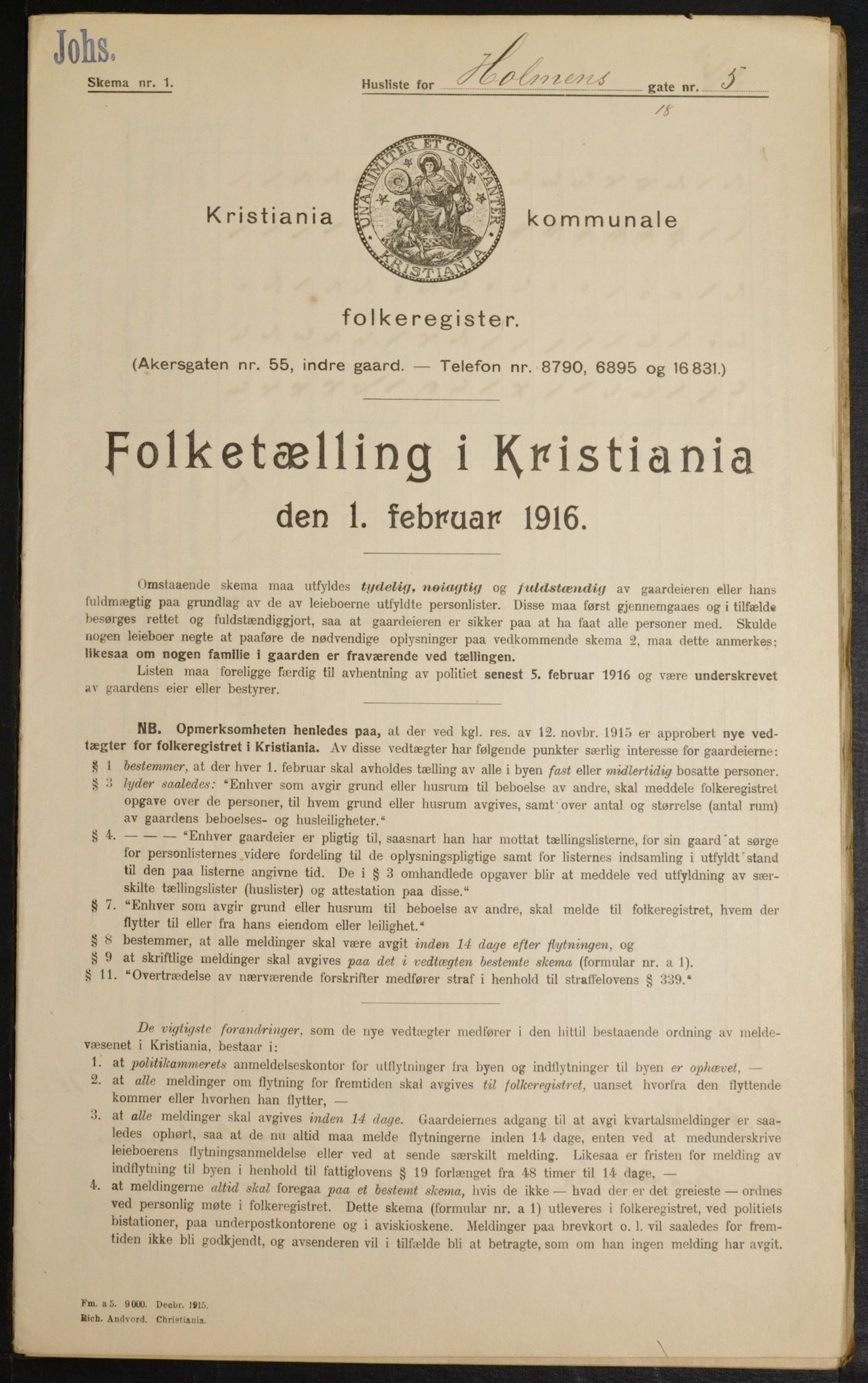 OBA, Municipal Census 1916 for Kristiania, 1916, p. 41490