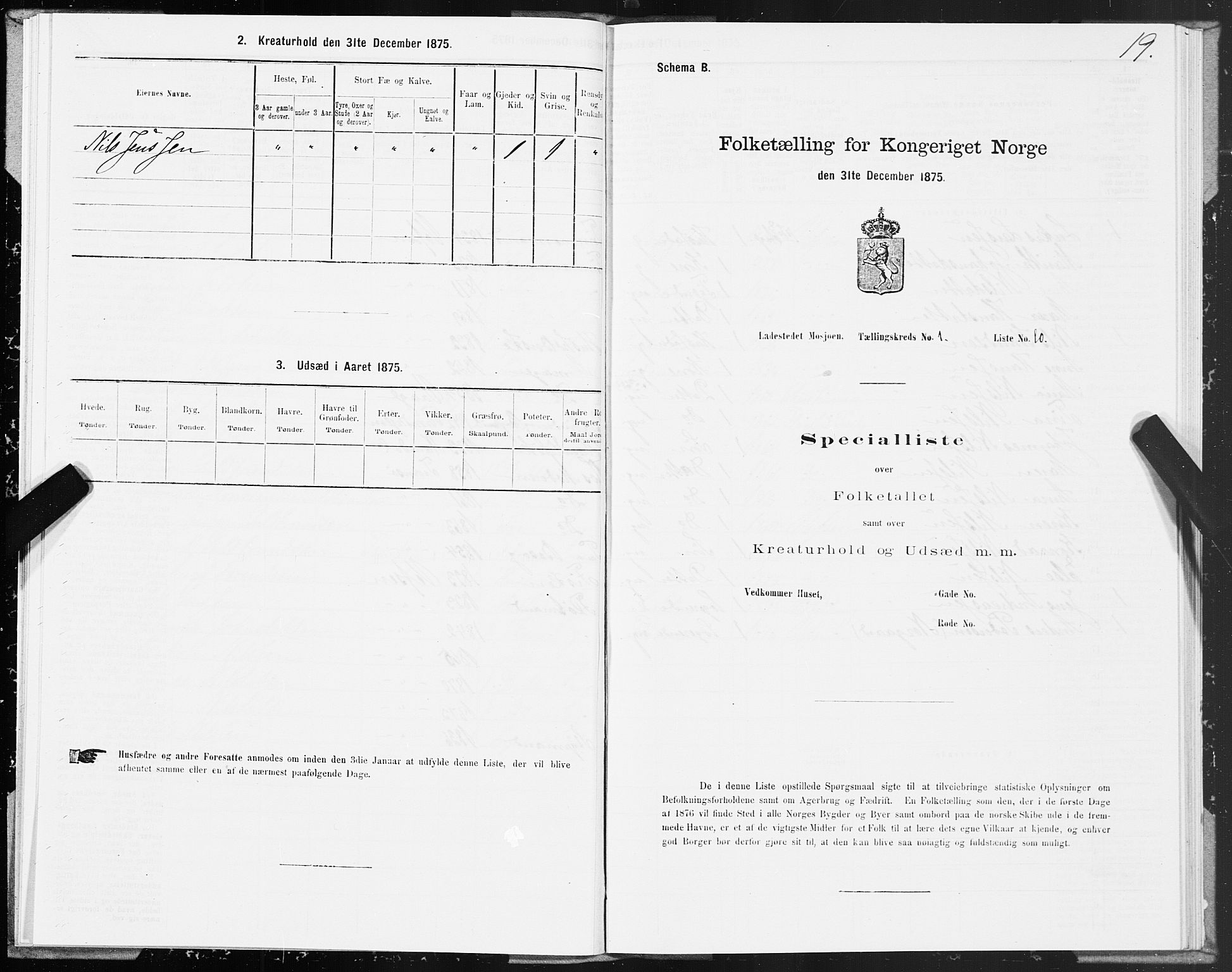 SAT, 1875 census for 1802B Vefsn/Mosjøen, 1875, p. 19