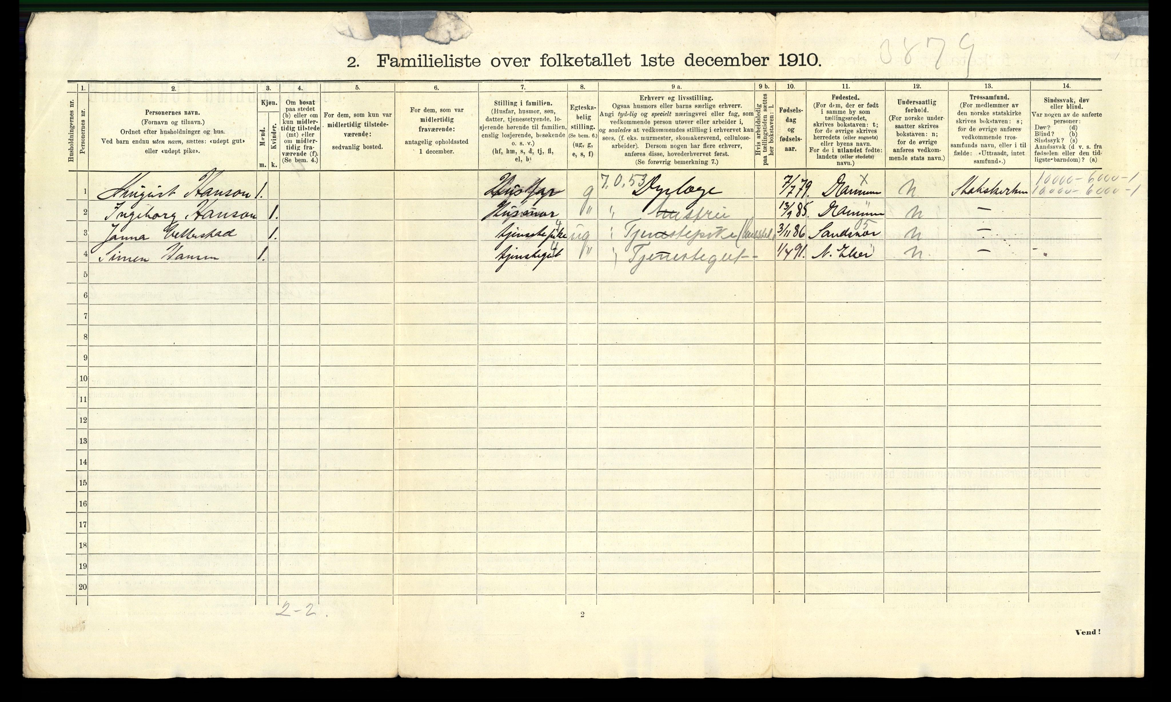 RA, 1910 census for Drammen, 1910, p. 4801