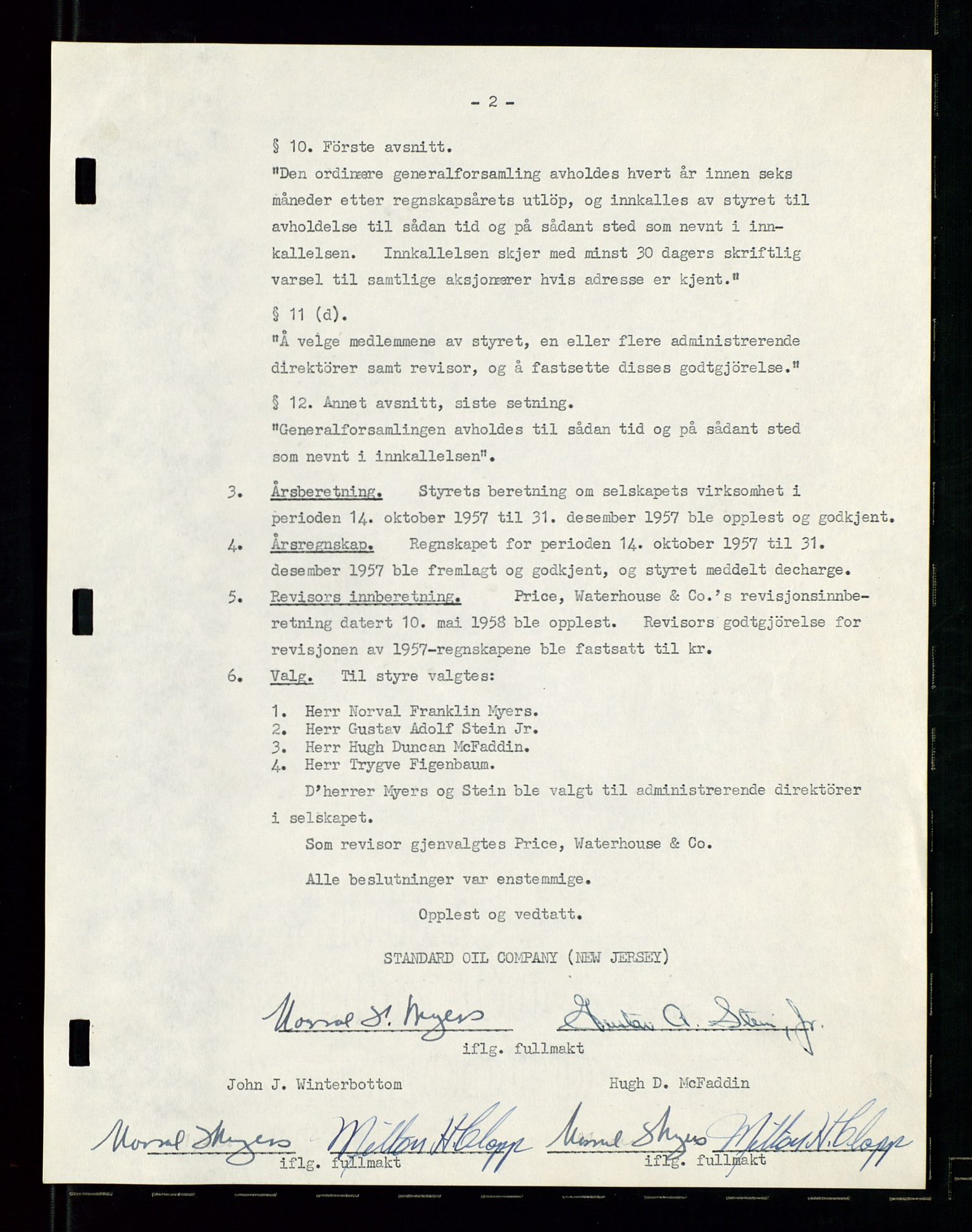 PA 1537 - A/S Essoraffineriet Norge, AV/SAST-A-101957/A/Aa/L0001/0002: Styremøter / Shareholder meetings, board meetings, by laws (vedtekter), 1957-1960, p. 63