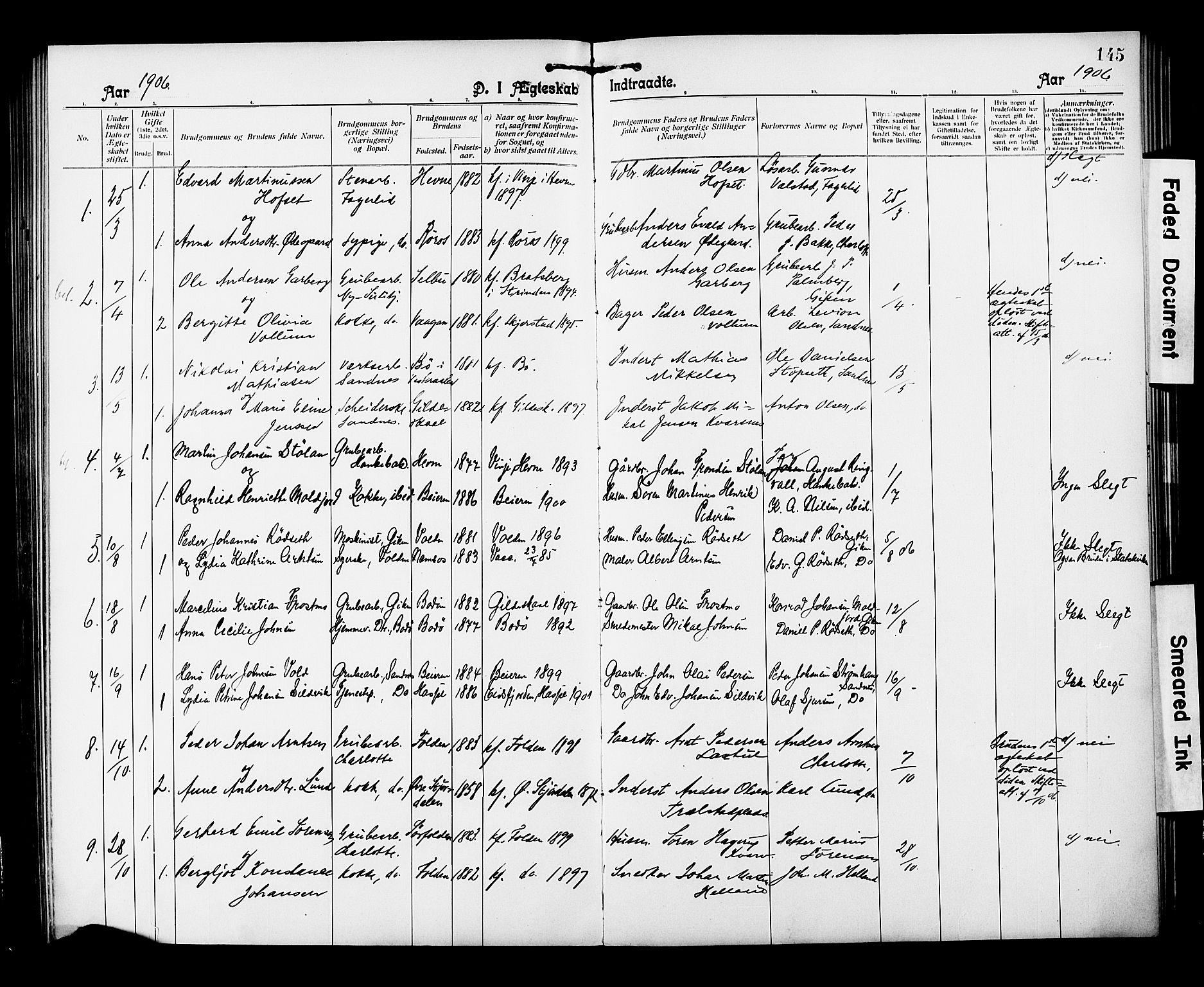 Ministerialprotokoller, klokkerbøker og fødselsregistre - Nordland, AV/SAT-A-1459/850/L0709: Parish register (official) no. 850A01, 1899-1909, p. 145