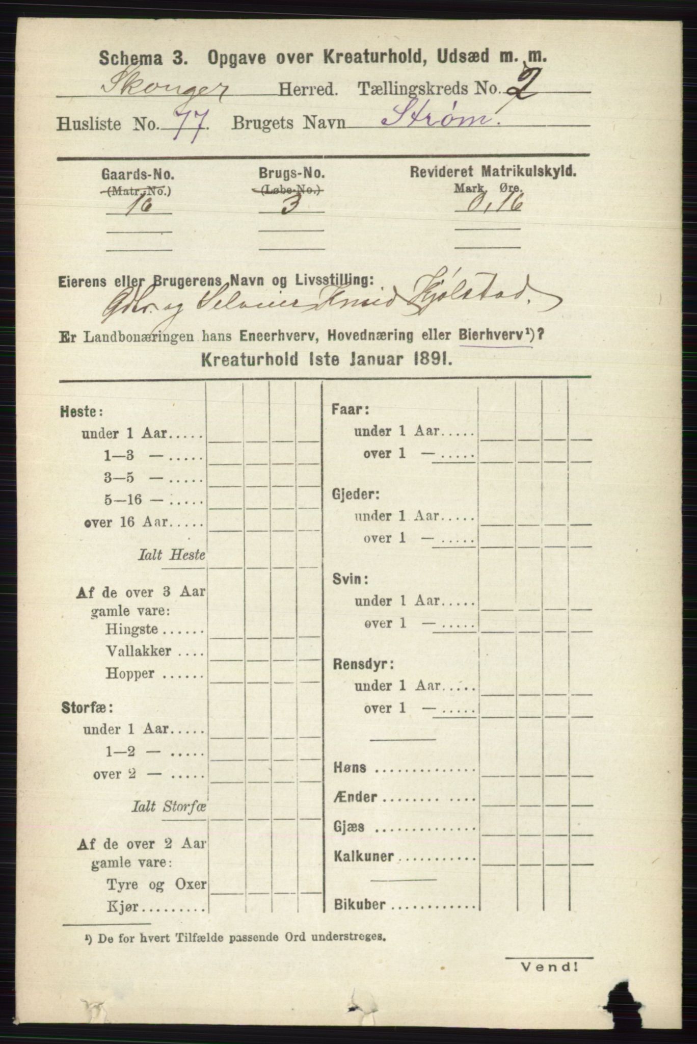 RA, 1891 census for 0712 Skoger, 1891, p. 4619